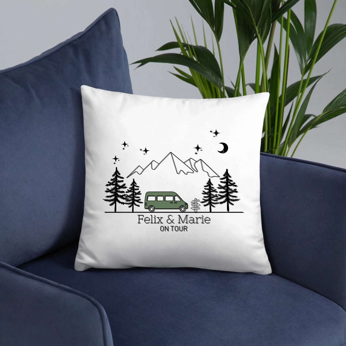 Personalisiertes Camper-Kissen mit Namen – Bunter Camper – Baumwolle Little Mathilda Little Mathilda Kissen