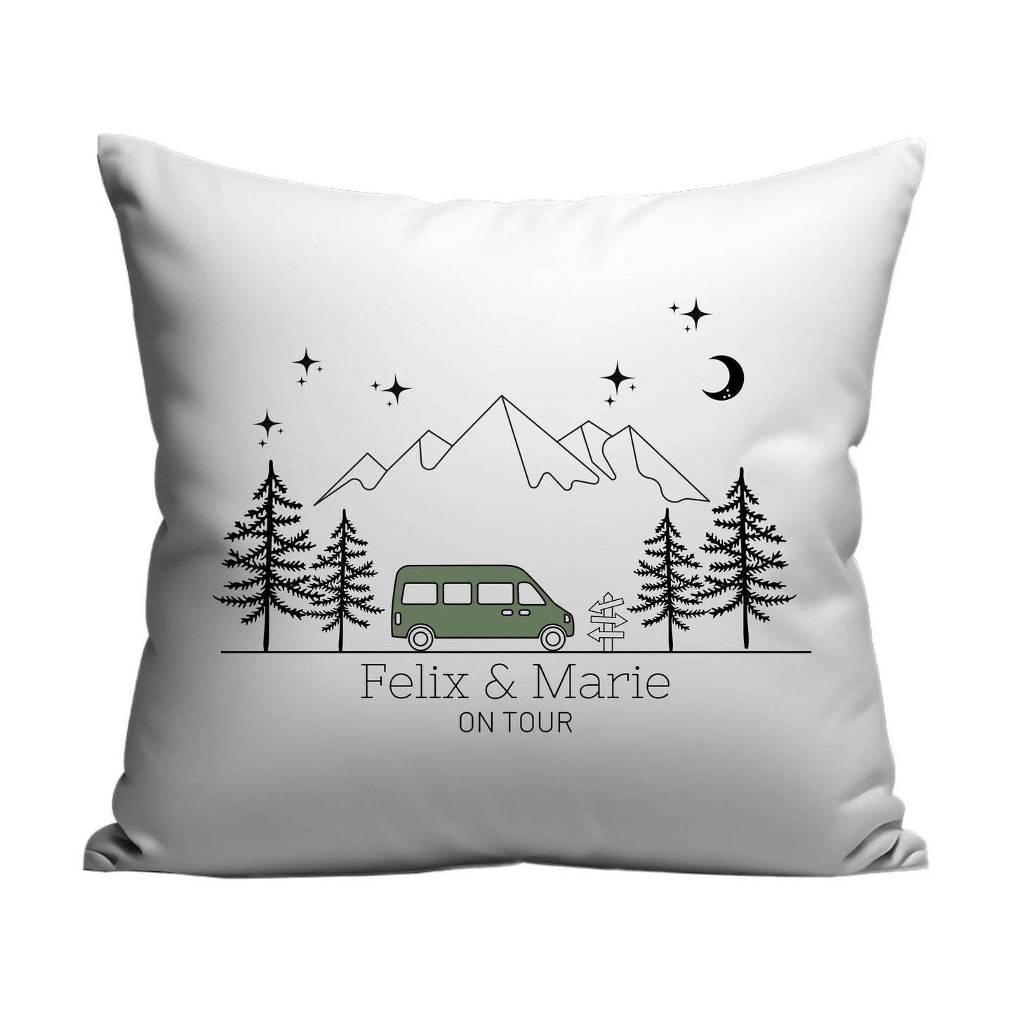 Personalisiertes Camper-Kissen mit Namen – Bunter Camper – Baumwolle Little Mathilda Little Mathilda Kissen
