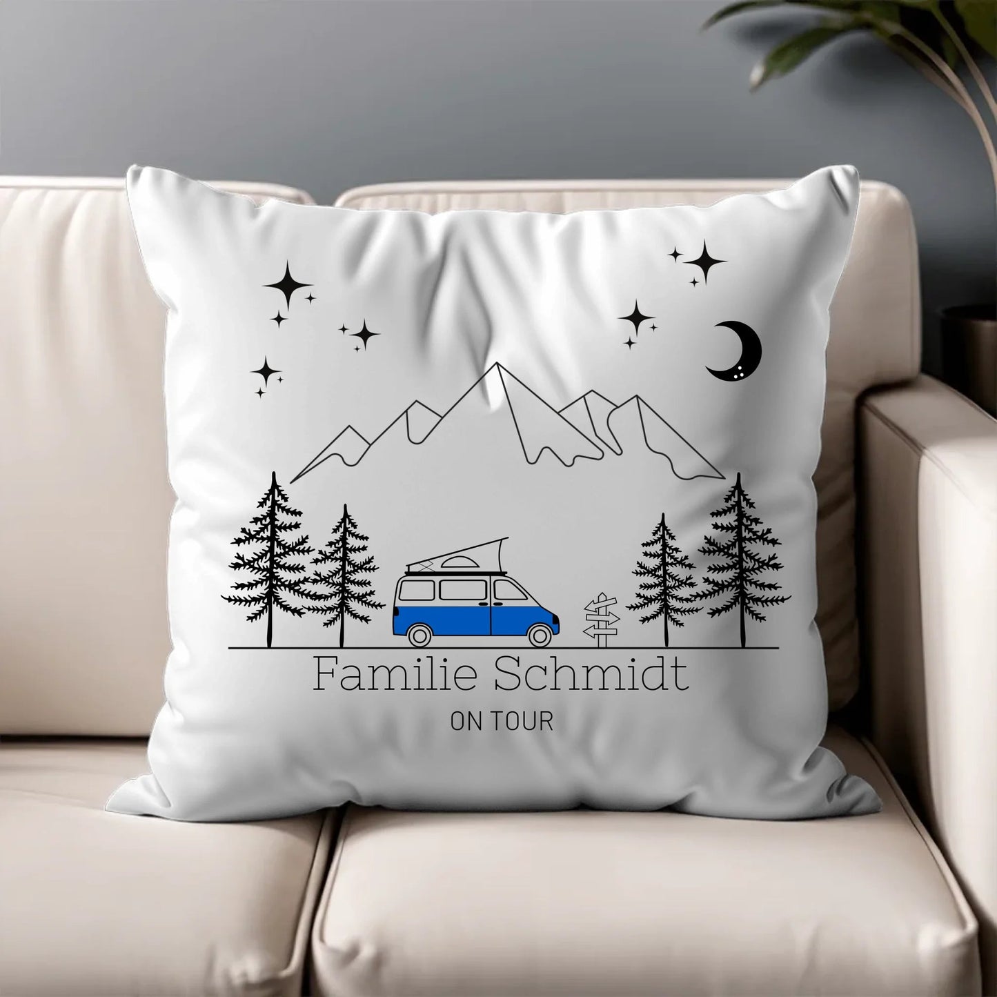 Personalisiertes Camping Kissen aus Baumwolle Campervan mit Aufstelldach Little Mathilda Little Mathilda Kissen