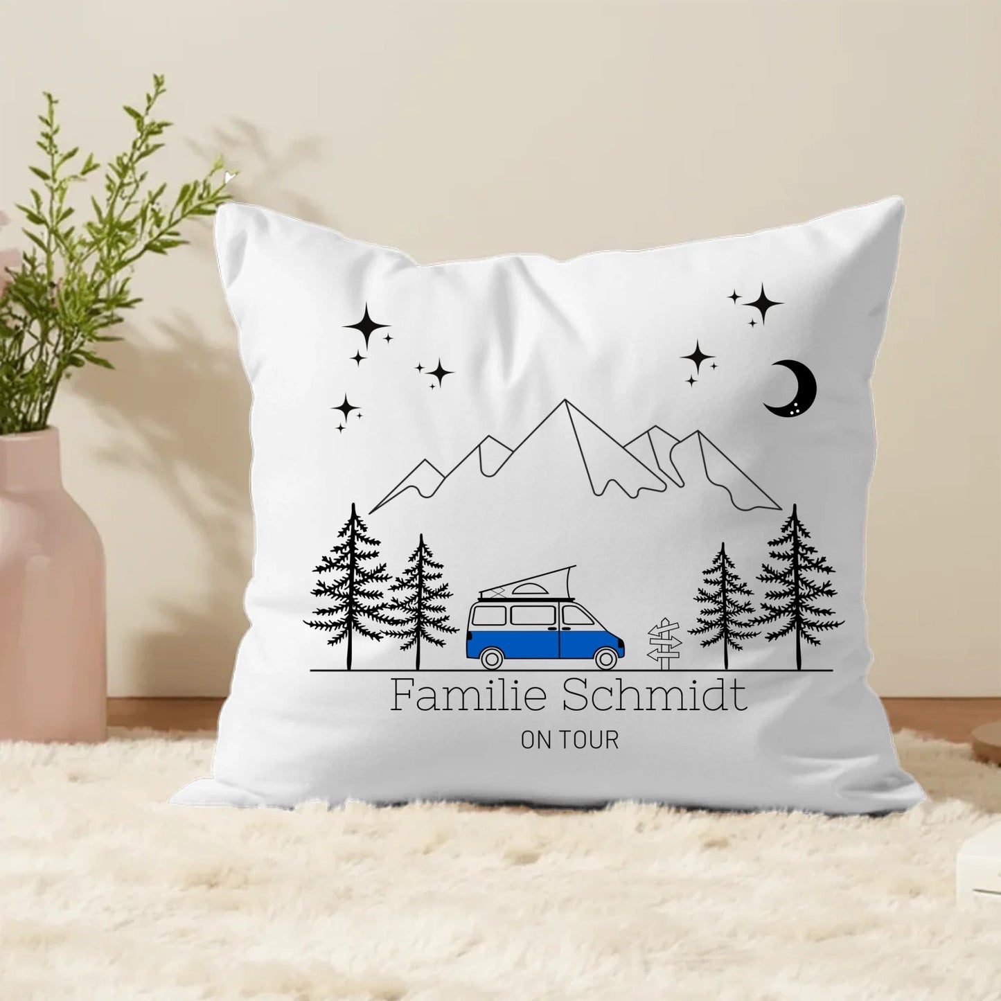 Personalisiertes Camping Kissen aus Baumwolle Campervan mit Aufstelldach Little Mathilda Little Mathilda Kissen