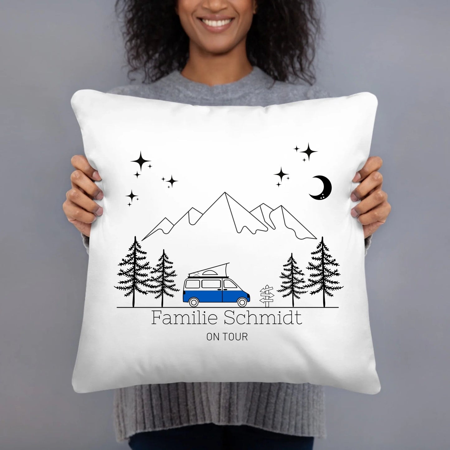 Personalisiertes Camping Kissen aus Baumwolle Campervan mit Aufstelldach Little Mathilda Little Mathilda Kissen