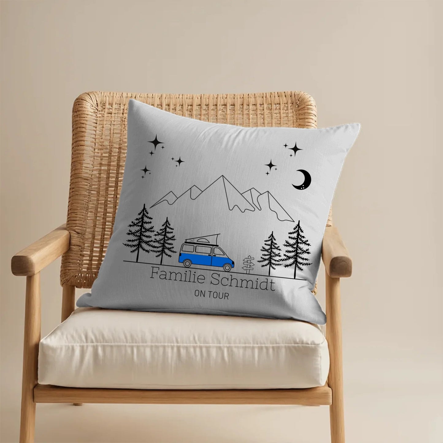 Personalisiertes Camping Kissen aus Baumwolle Campervan mit Aufstelldach Little Mathilda Little Mathilda Kissen