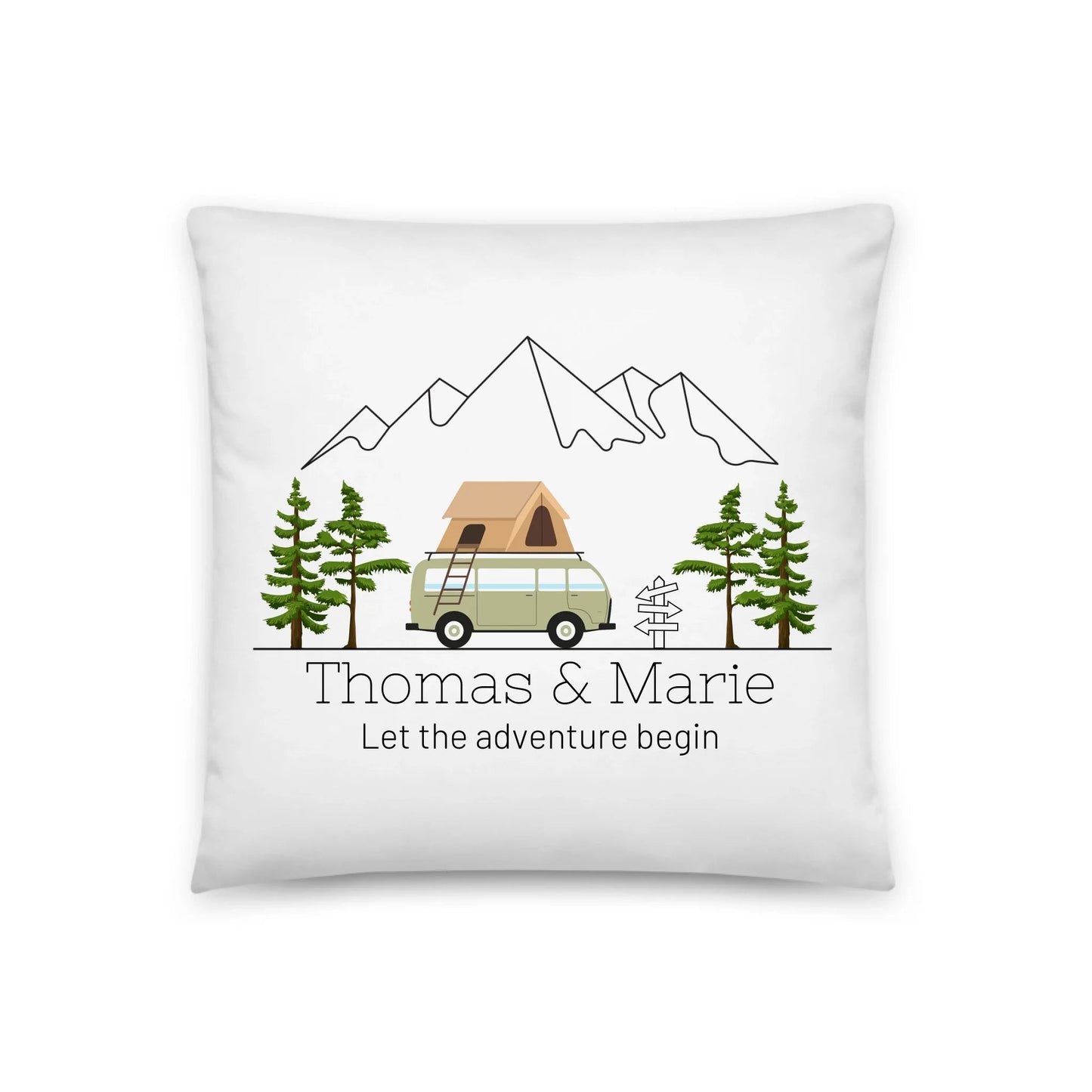 Personalisiertes Camping Kissen bunter Camper mit Dachzelt Little Mathilda Little Mathilda Kissen