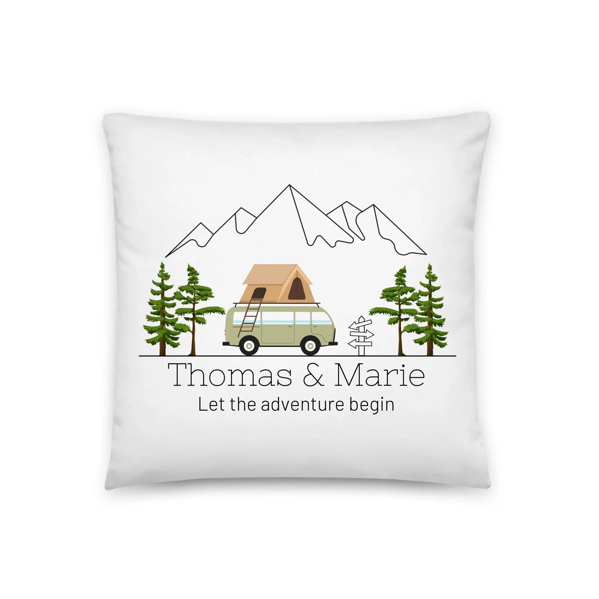Personalisiertes Camping Kissen bunter Camper mit Dachzelt Little Mathilda Little Mathilda Kissen