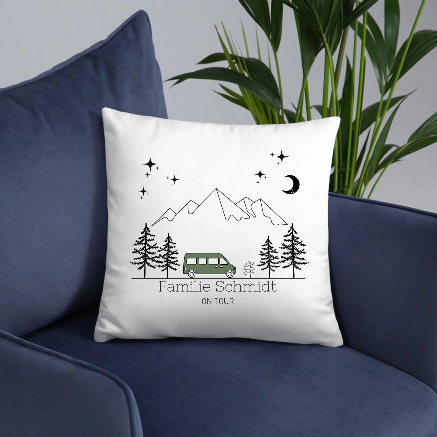 Personalisiertes Camping Kissen: Camping Van (40x40cm Baumwolle) Little Mathilda Little Mathilda Kissen