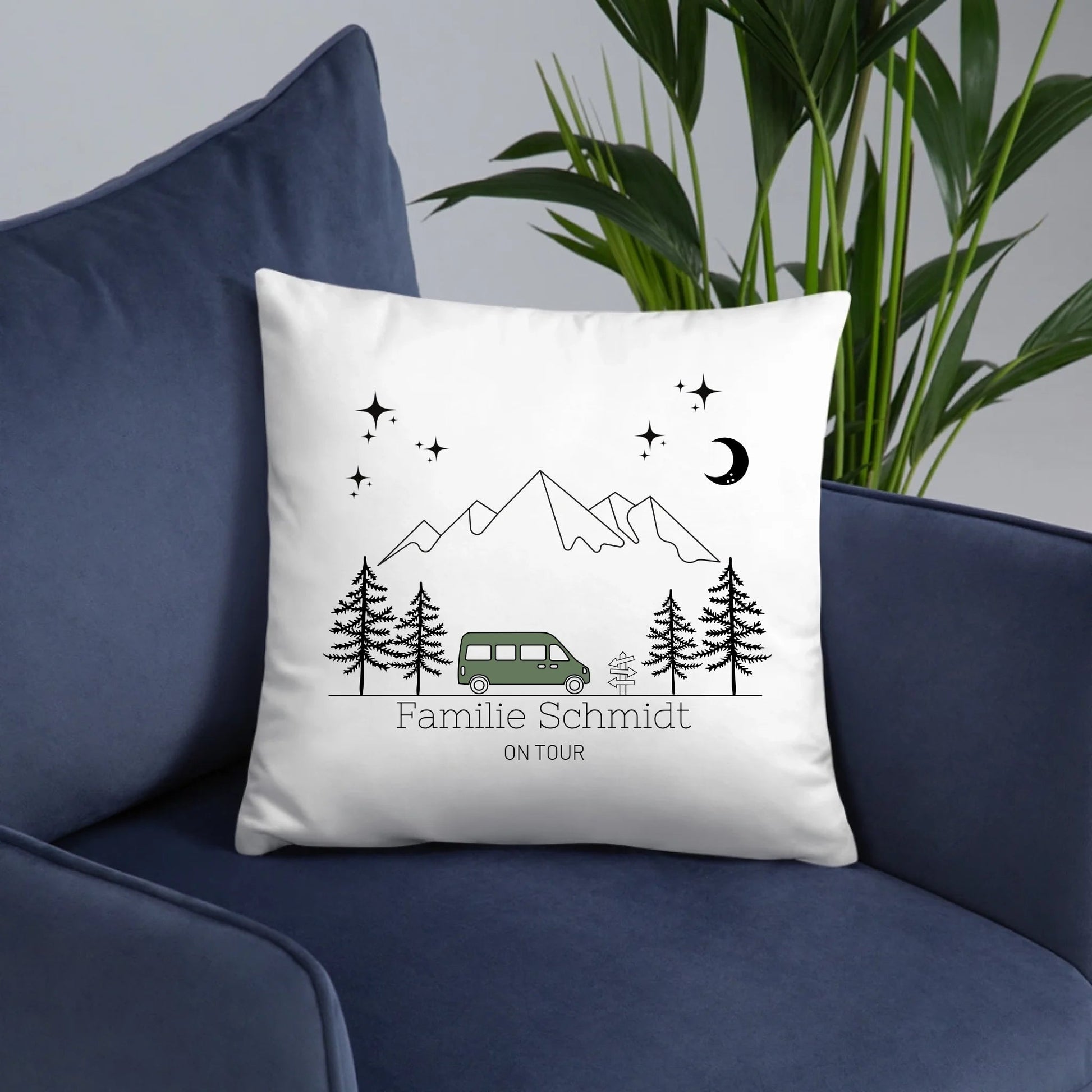 Personalisiertes Camping Kissen: Camping Van (40x40cm Baumwolle) Little Mathilda Little Mathilda Kissen