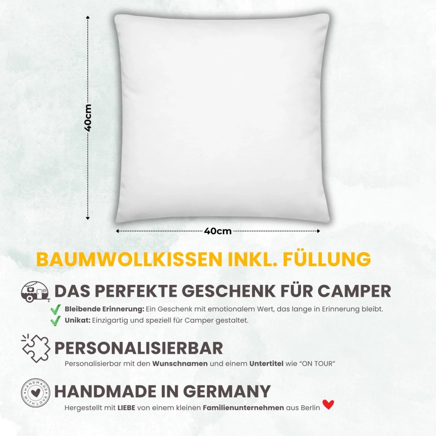 Personalisiertes Camping Kissen Wohnmobil Aquarell (40x40cm Baumwolle) Little Mathilda Little Mathilda Kissen