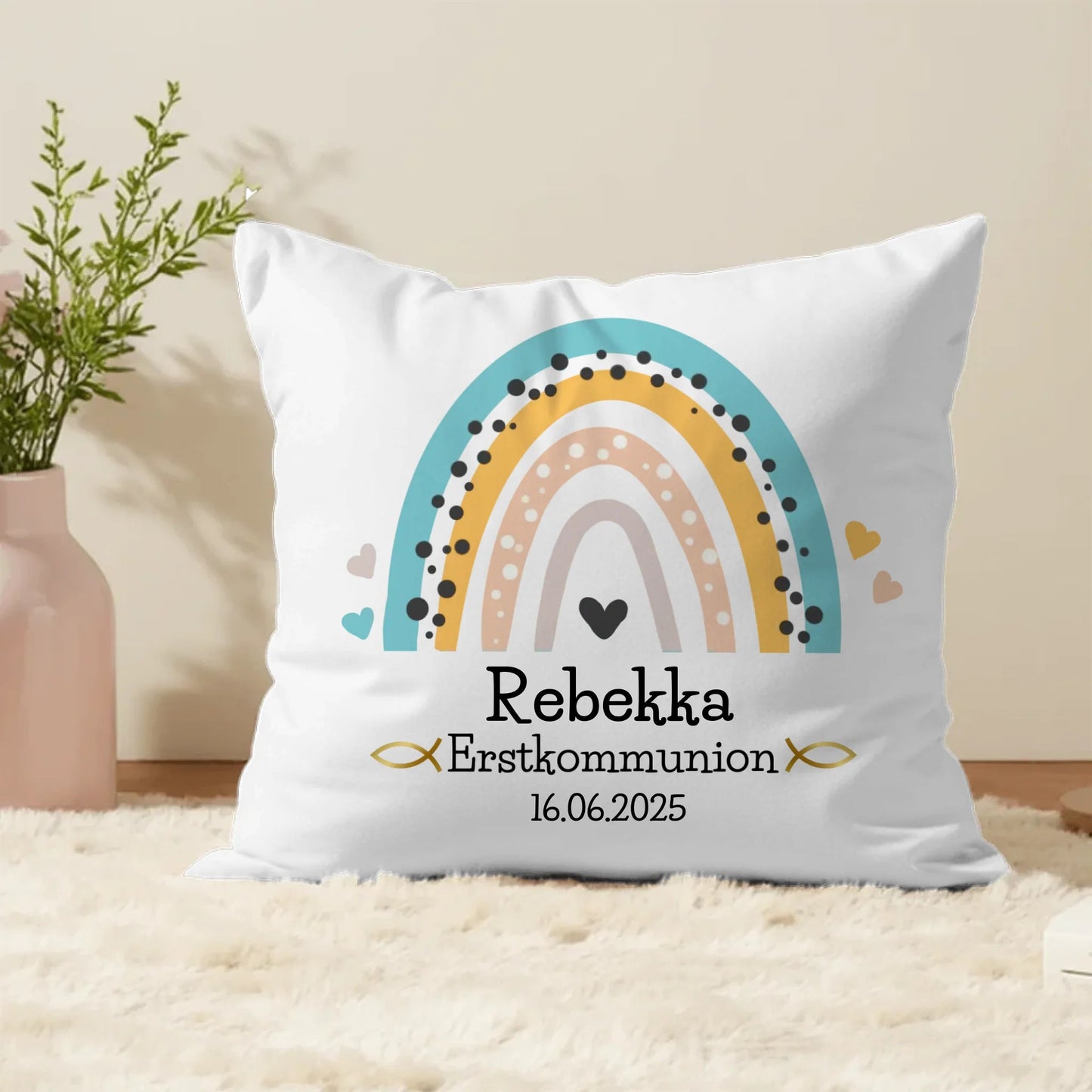 Personalisiertes Erstkommunion - Kissen mit Namen – Baumwollkissen 40×40 cm Little Mathilda Little Mathilda Kissen