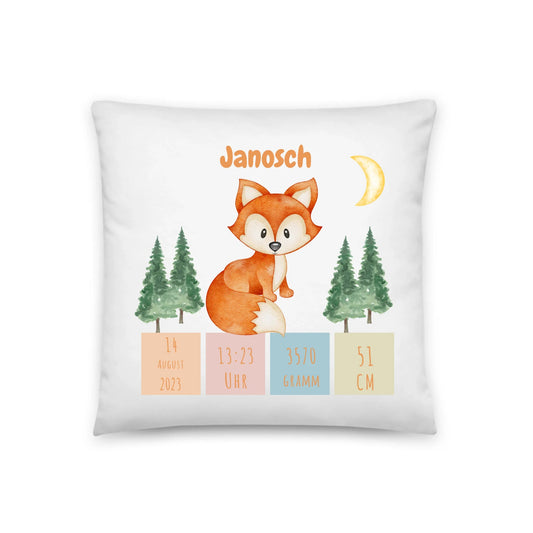 Personalisiertes Geburtskissen: Fuchs (40x40cm Baumwolle) Little Mathilda Little Mathilda Kissen
