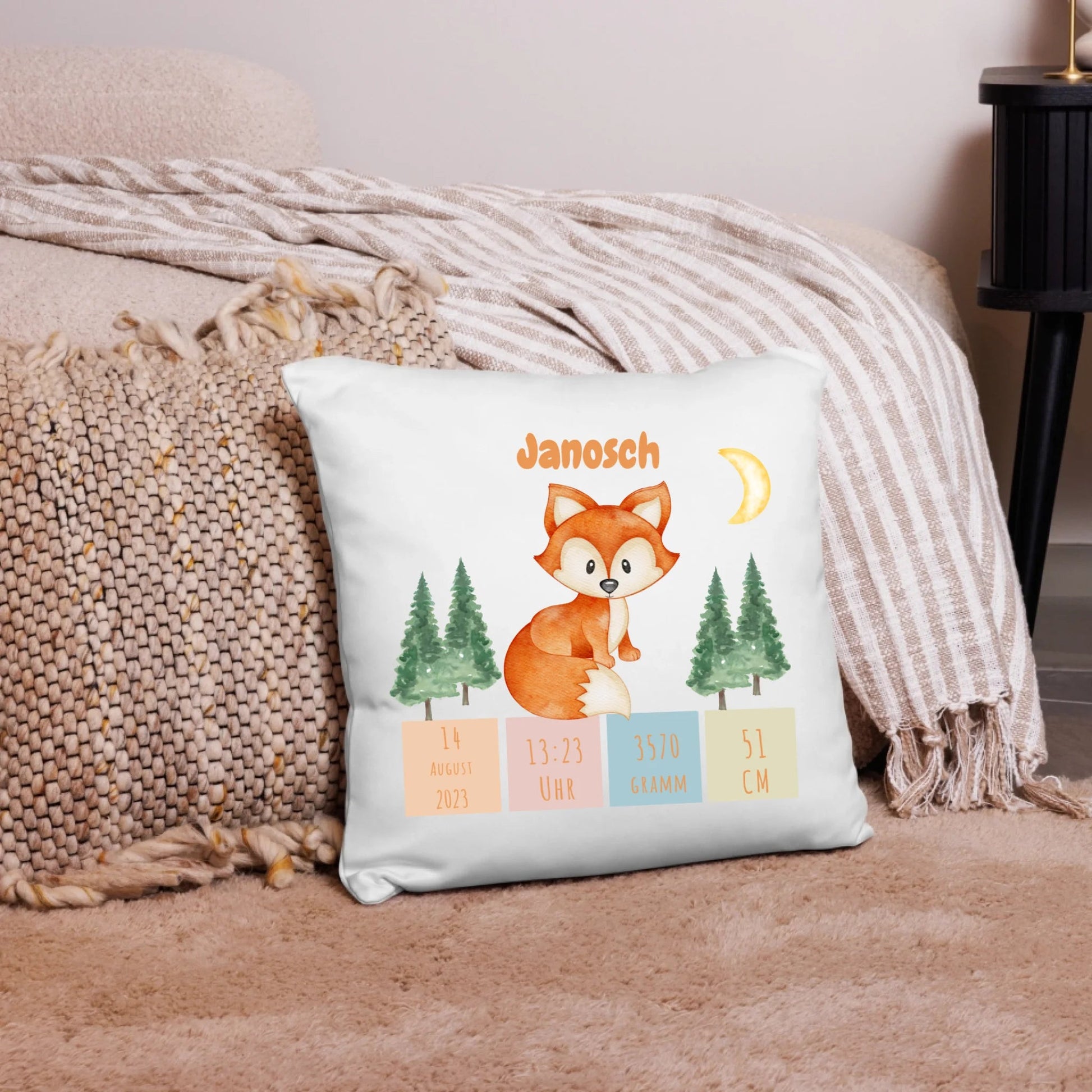 Personalisiertes Geburtskissen: Fuchs (40x40cm Baumwolle) Little Mathilda Little Mathilda Kissen