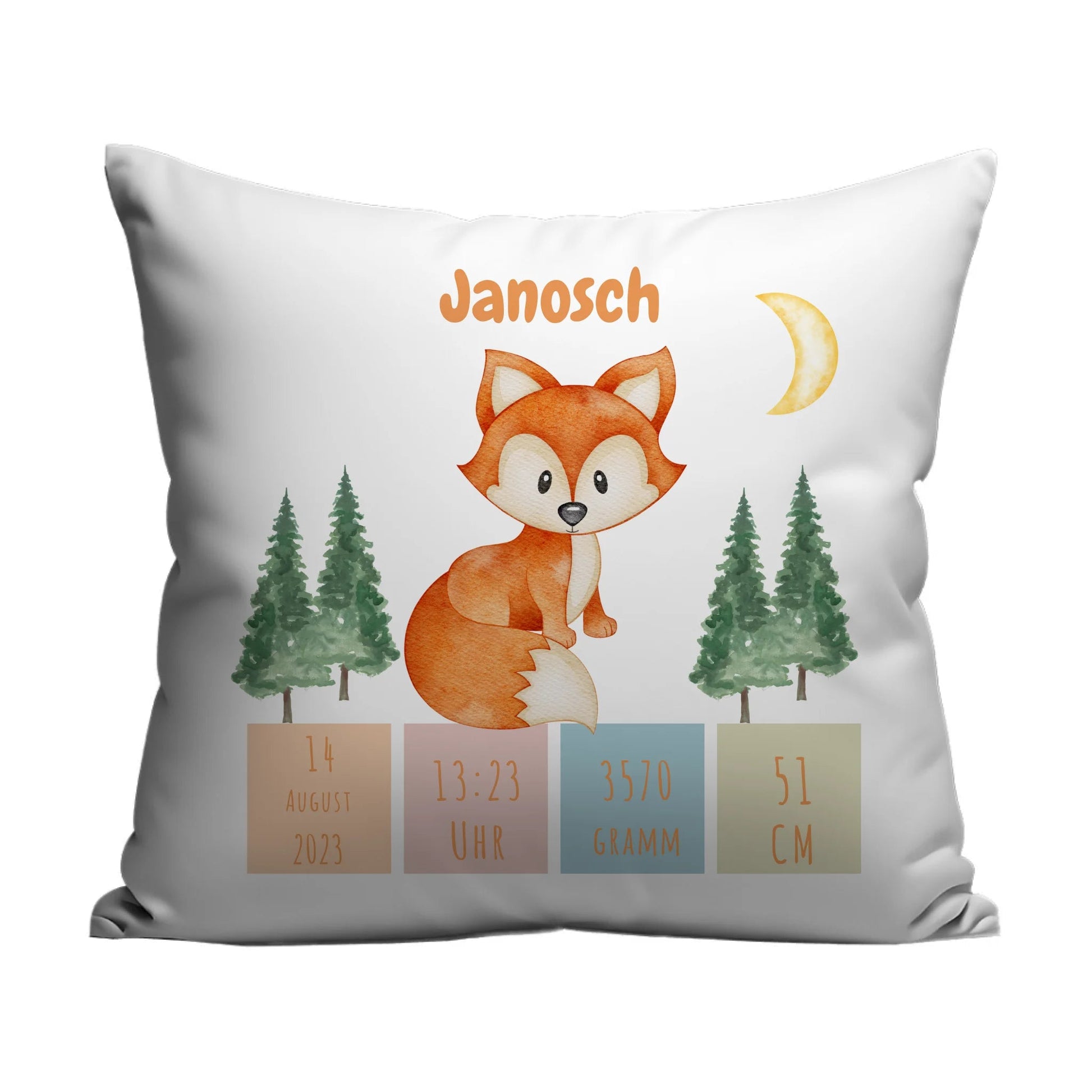 Personalisiertes Geburtskissen: Fuchs (40x40cm Baumwolle) Little Mathilda Little Mathilda Kissen