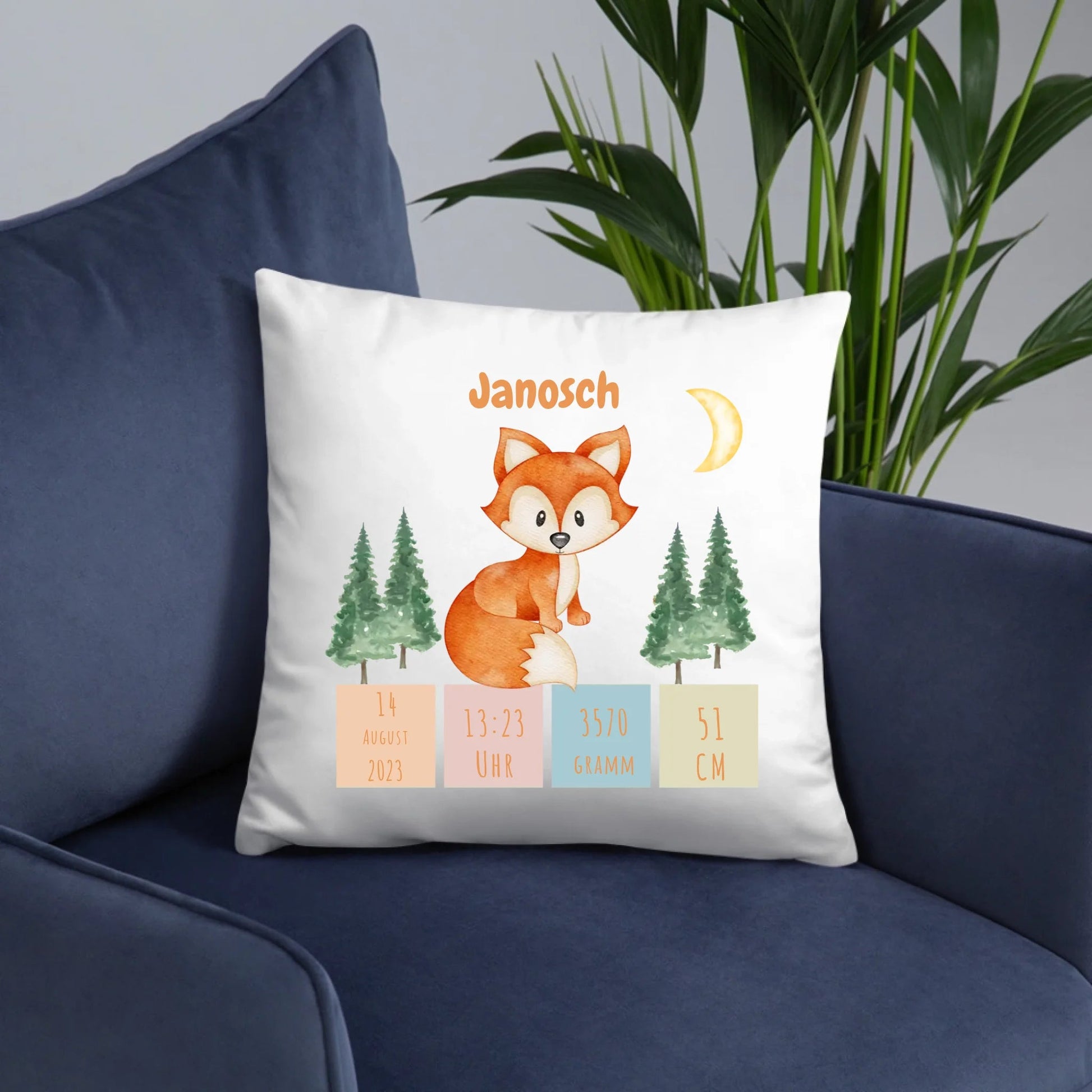 Personalisiertes Geburtskissen: Fuchs (40x40cm Baumwolle) Little Mathilda Little Mathilda Kissen