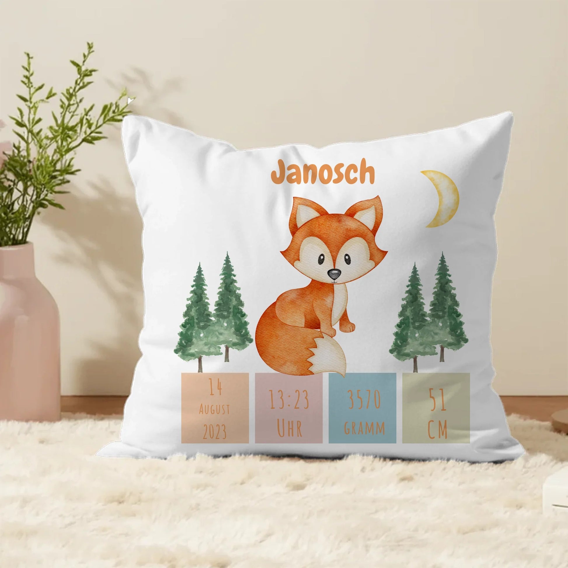 Personalisiertes Geburtskissen: Fuchs (40x40cm Baumwolle) Little Mathilda Little Mathilda Kissen