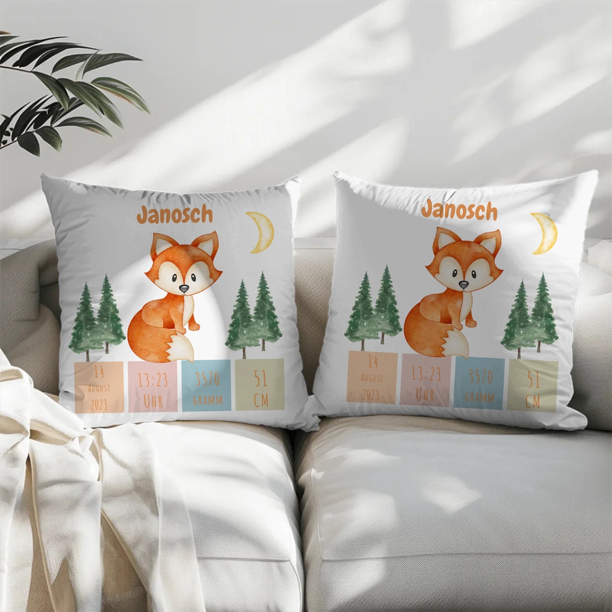 Personalisiertes Geburtskissen: Fuchs (40x40cm Baumwolle) Little Mathilda Little Mathilda Kissen