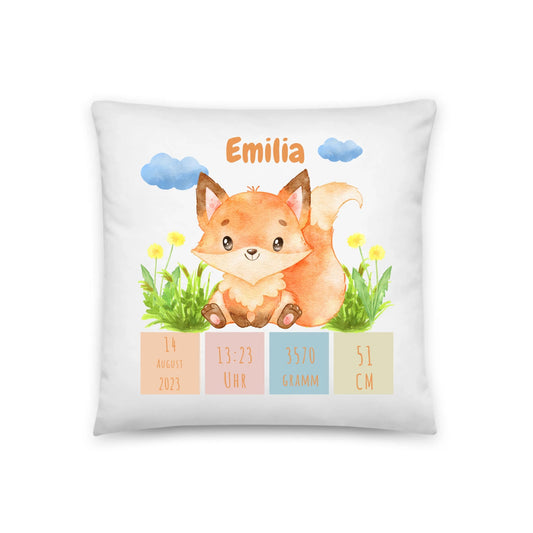 Personalisiertes Geburtskissen: Fuchskids (40x40cm Baumwolle) Little Mathilda Little Mathilda Kissen