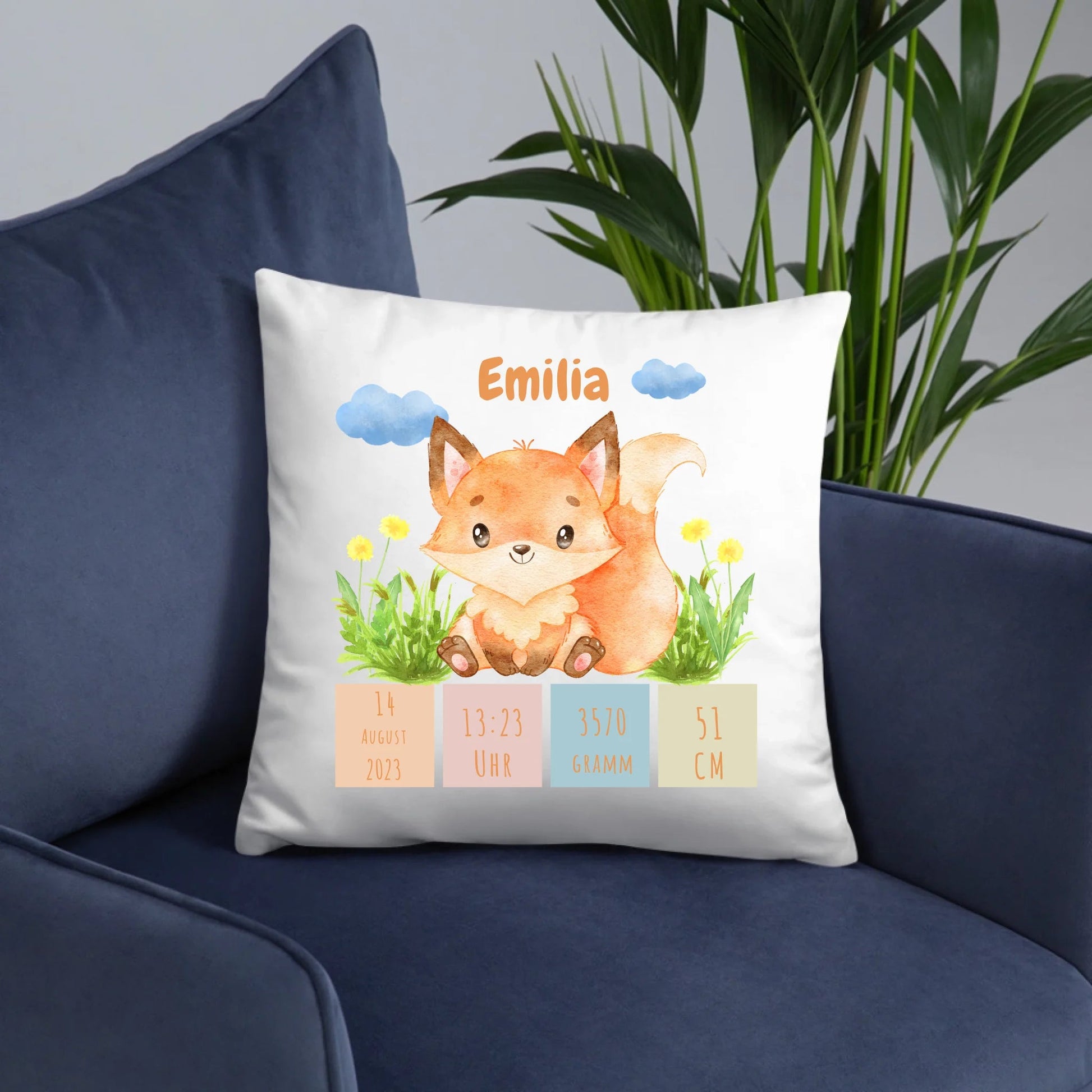 Personalisiertes Geburtskissen: Fuchskids (40x40cm Baumwolle) Little Mathilda Little Mathilda Kissen