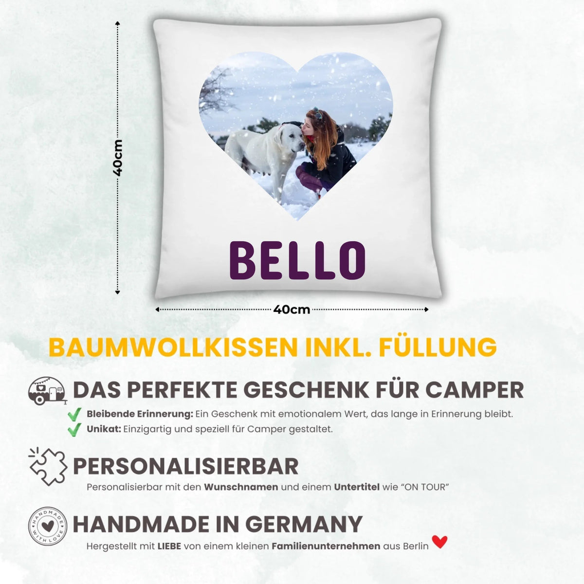 Personalisiertes Herz Hundekissen mit Foto Little Mathilda Little Mathilda Kissen