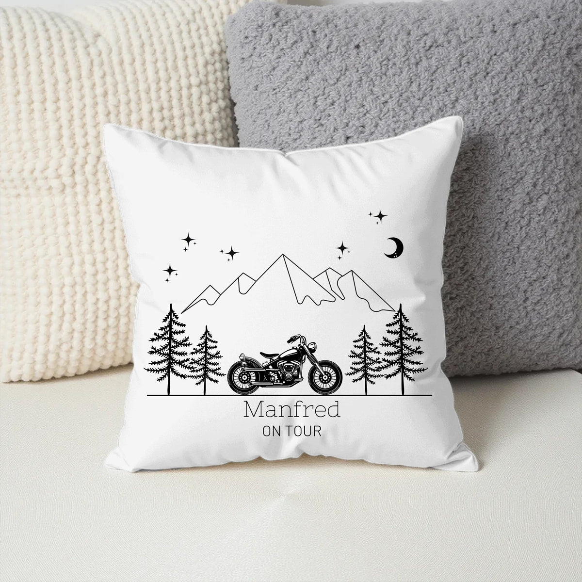 Personalisiertes Kissen mit Camping-Motiv – Motorrad – Baumwolle Little Mathilda Little Mathilda Kissen
