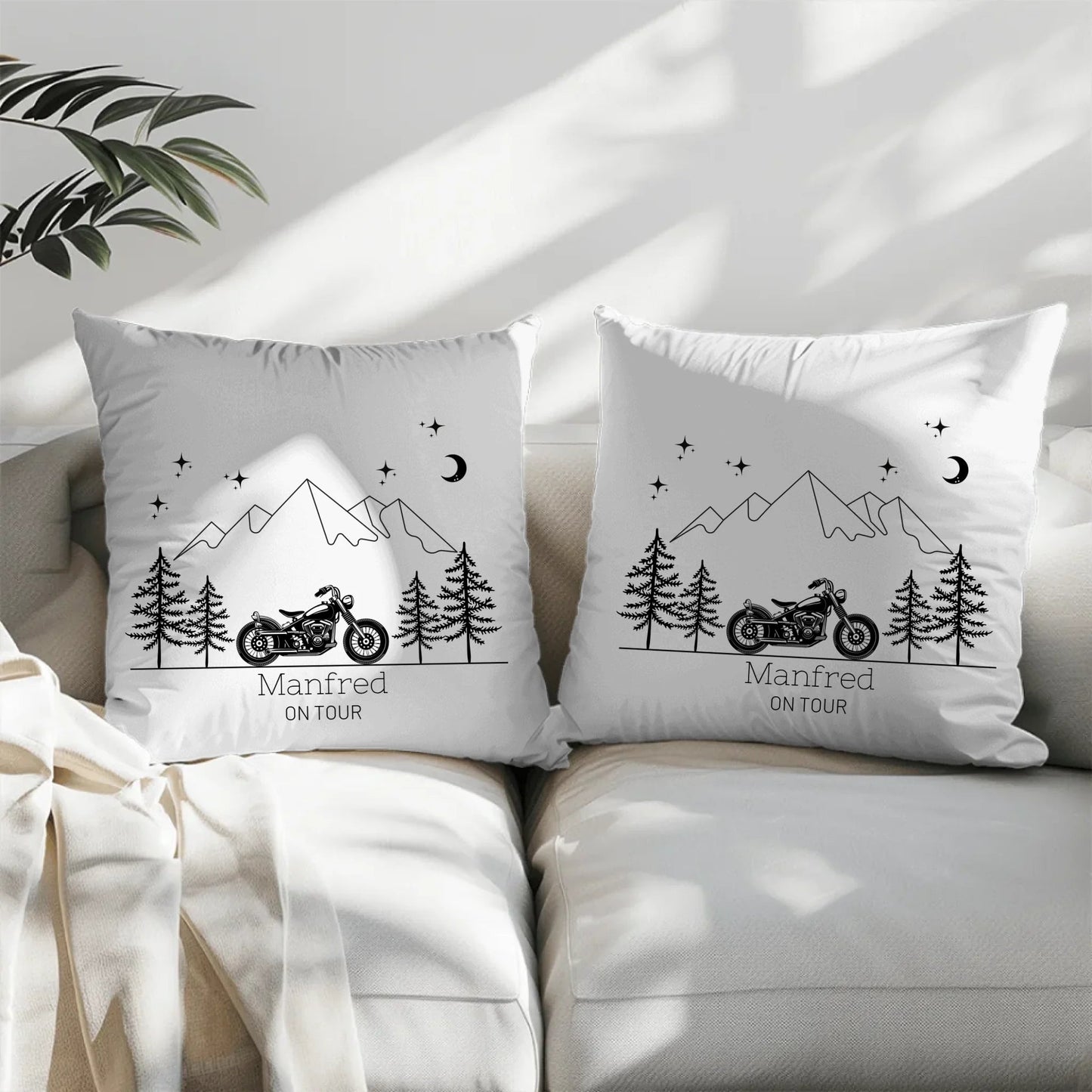 Personalisiertes Kissen mit Camping-Motiv – Motorrad – Baumwolle Little Mathilda Little Mathilda Kissen