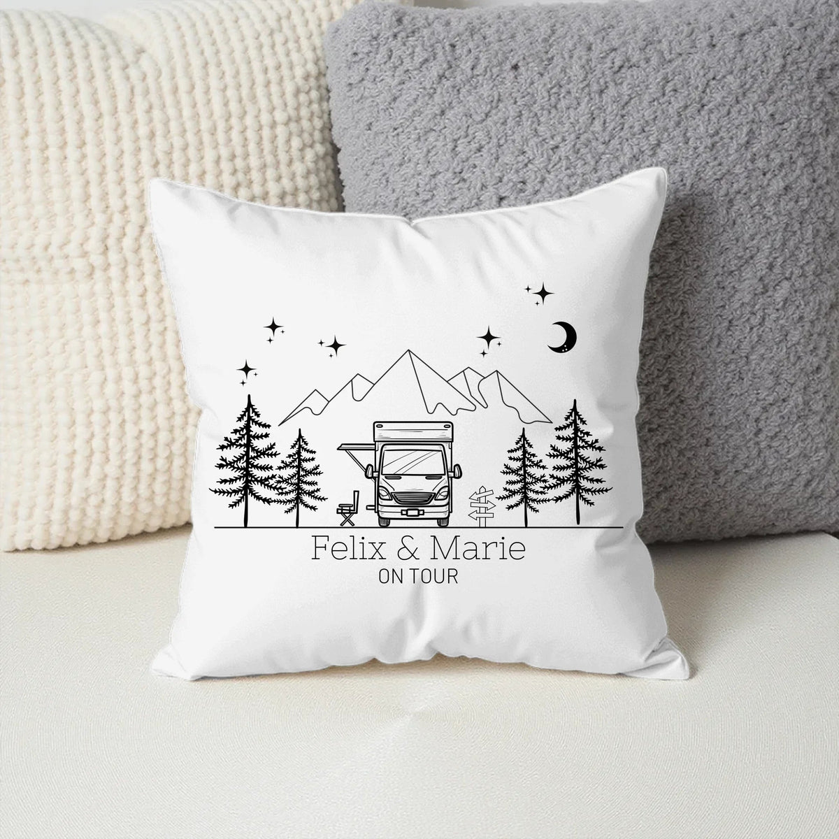 Personalisiertes Wohnmobil-Kissen mit Namen – Camping-Motiv – Baumwolle Little Mathilda Little Mathilda Kissen