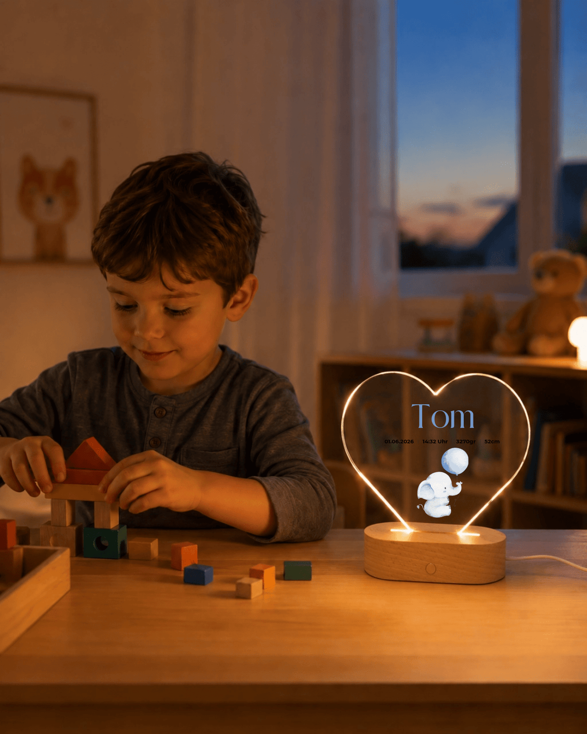 Personalisiertes Acryl-Nachtlicht Baby Elefant mit Namen & Geburtsdaten Little Mathilda Little Mathilda Nachtlicht