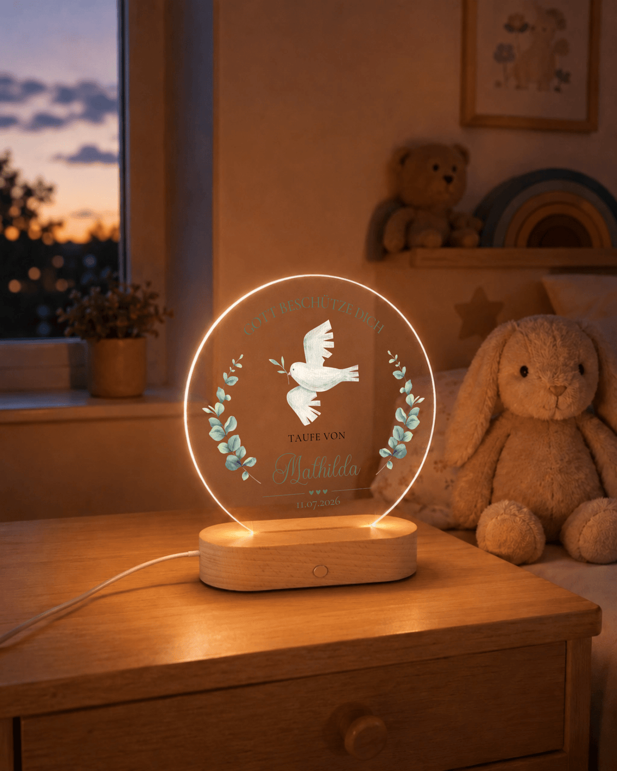 Personalisiertes Acryl-Nachtlicht zur Taufe mit Namen, Datum & Spruch Little Mathilda Little Mathilda Nachtlicht