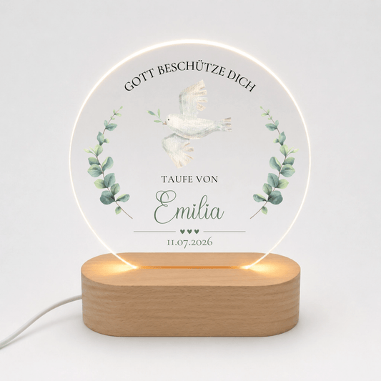 Personalisiertes Acryl-Nachtlicht zur Taufe mit Namen, Datum & Spruch Little Mathilda Little Mathilda Nachtlicht