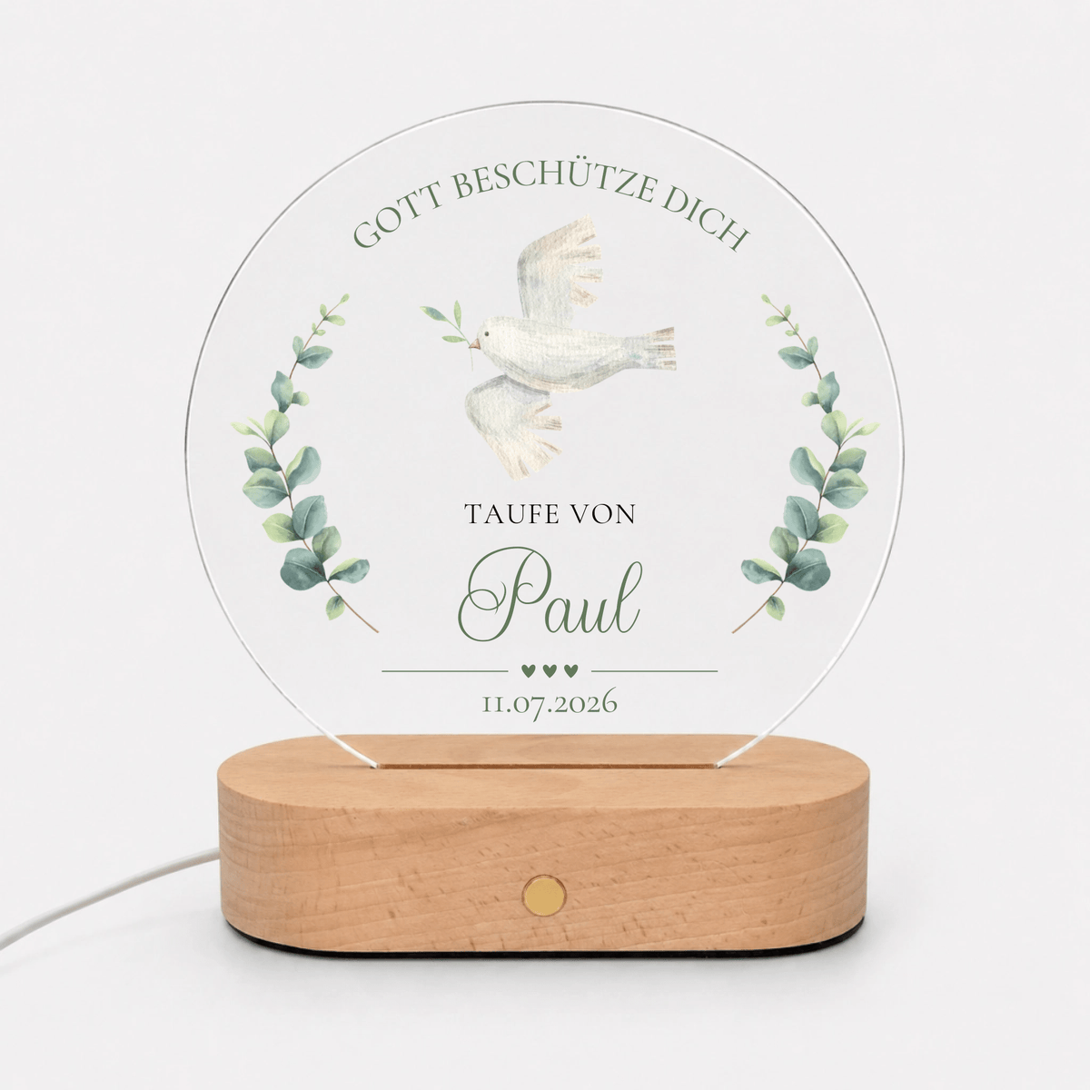 Personalisiertes Acryl-Nachtlicht zur Taufe mit Namen, Datum & Spruch Little Mathilda Little Mathilda Nachtlicht