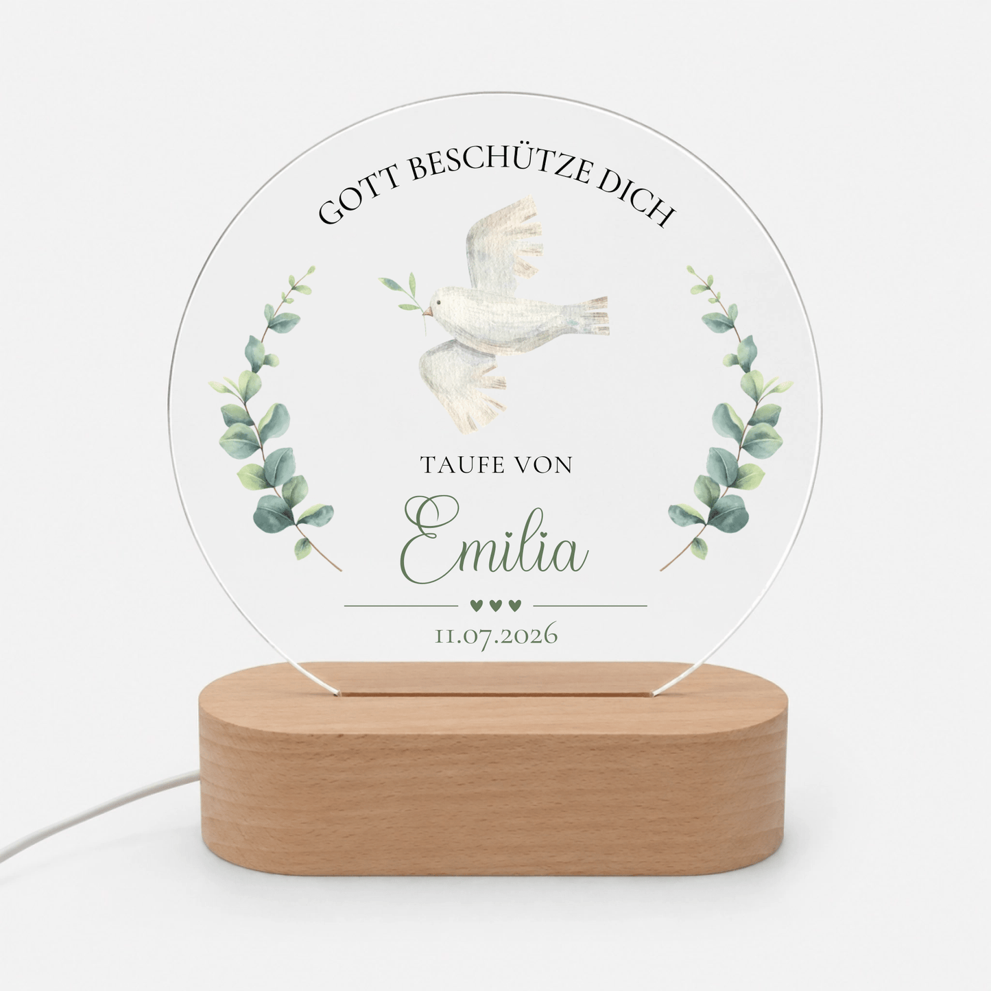 Personalisiertes Acryl-Nachtlicht zur Taufe mit Namen, Datum & Spruch Little Mathilda Little Mathilda Nachtlicht