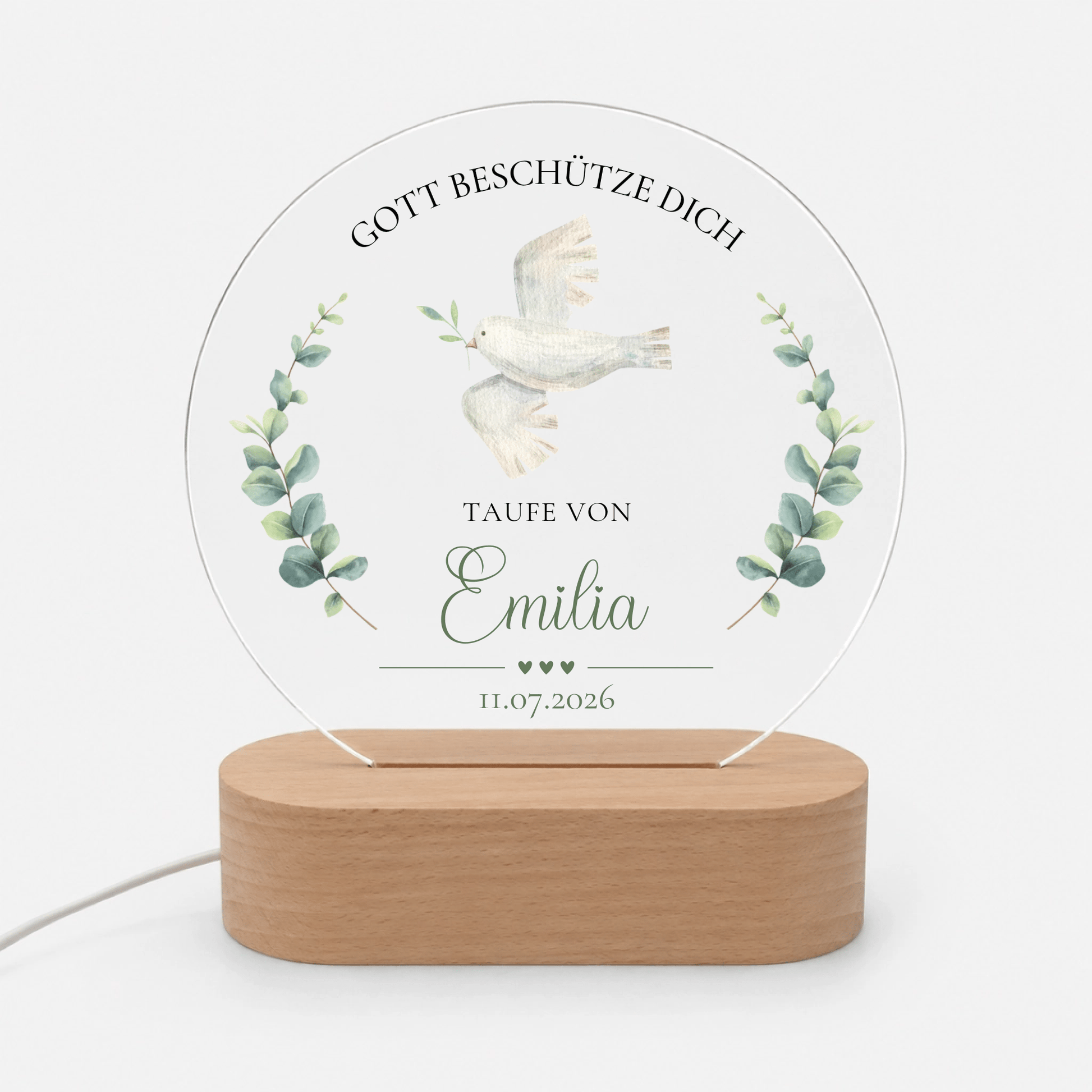 Personalisiertes Acryl-Nachtlicht zur Taufe mit Namen, Datum & Spruch Little Mathilda Little Mathilda Nachtlicht