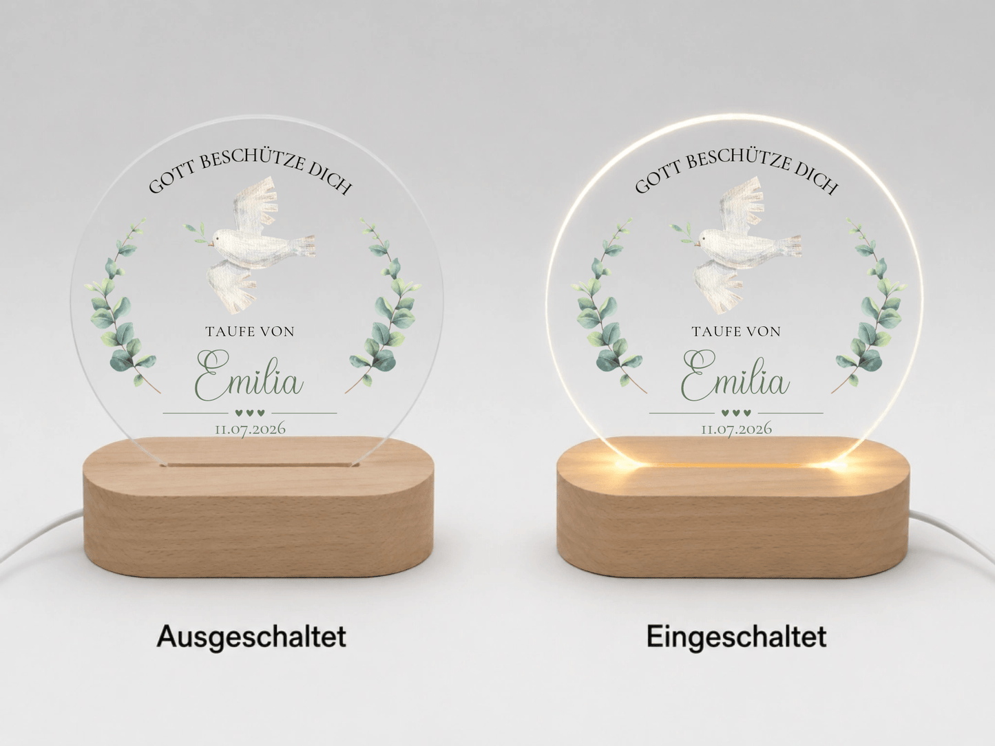 Personalisiertes Acryl-Nachtlicht zur Taufe mit Namen, Datum & Spruch Little Mathilda Little Mathilda Nachtlicht