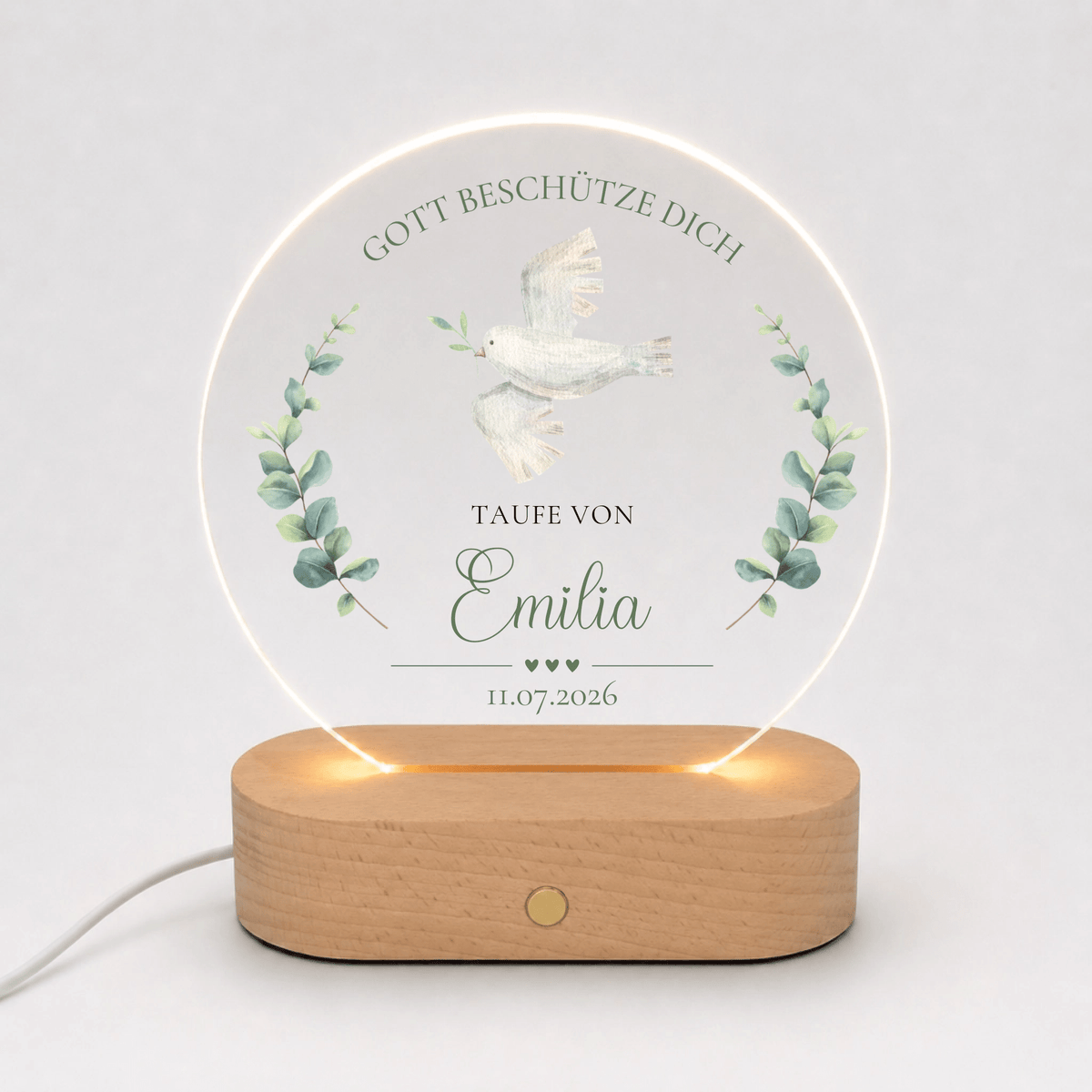 Personalisiertes Acryl-Nachtlicht zur Taufe mit Namen, Datum & Spruch Little Mathilda Little Mathilda Nachtlicht