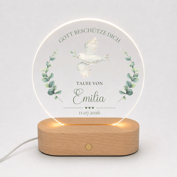 Personalisiertes Acryl-Nachtlicht zur Taufe mit Namen, Datum & Spruch Little Mathilda Little Mathilda Nachtlicht