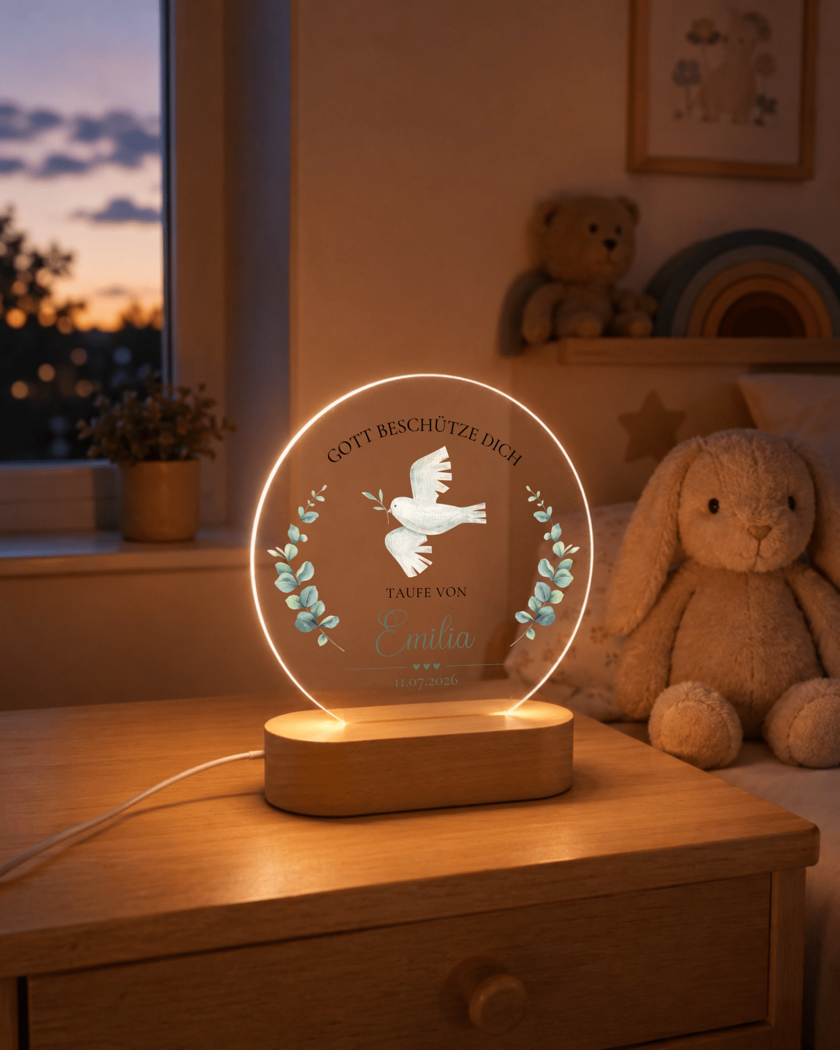 Personalisiertes Acryl-Nachtlicht zur Taufe mit Namen, Datum & Spruch Little Mathilda Little Mathilda Nachtlicht
