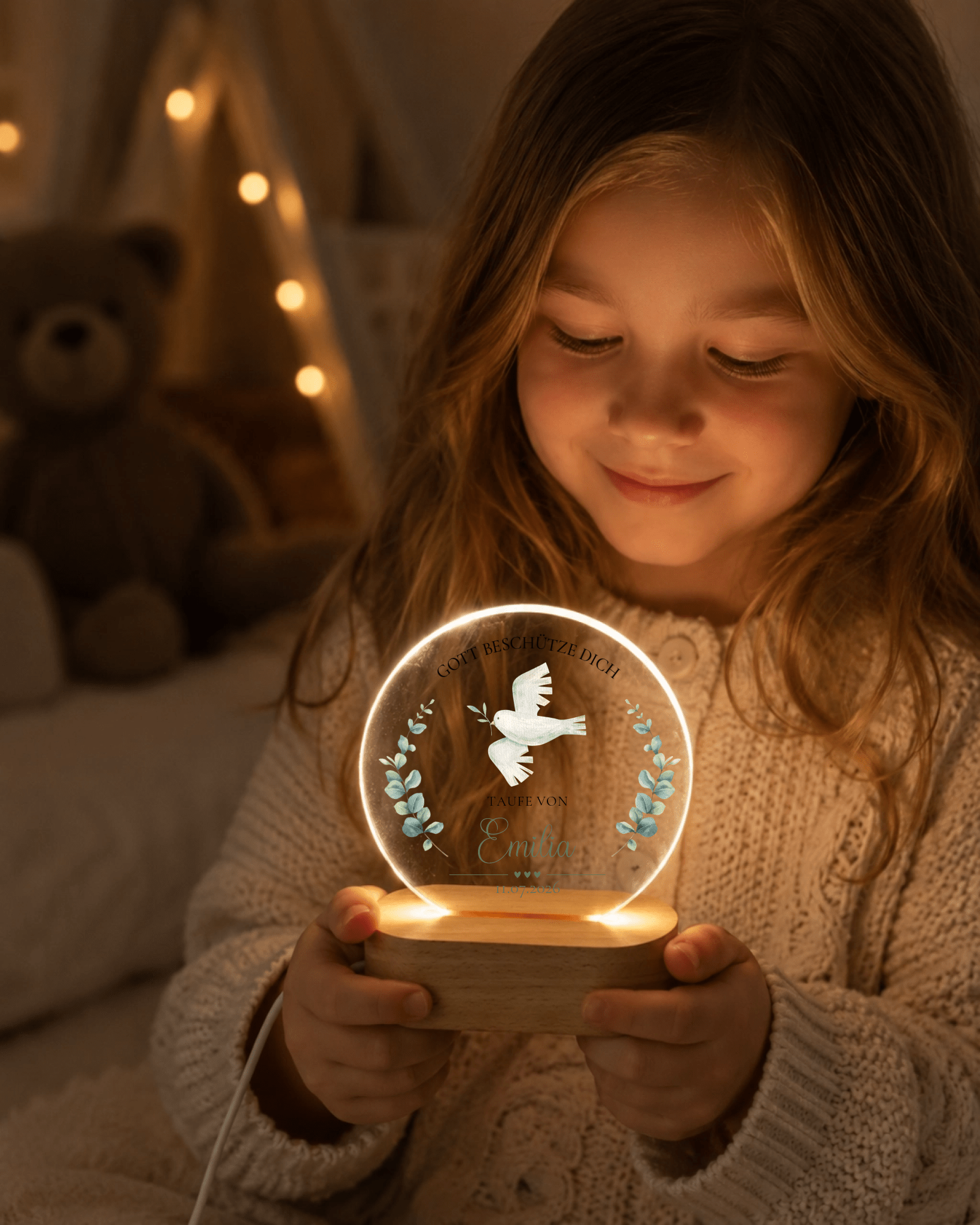 Personalisiertes Acryl-Nachtlicht zur Taufe mit Namen, Datum & Spruch Little Mathilda Little Mathilda Nachtlicht