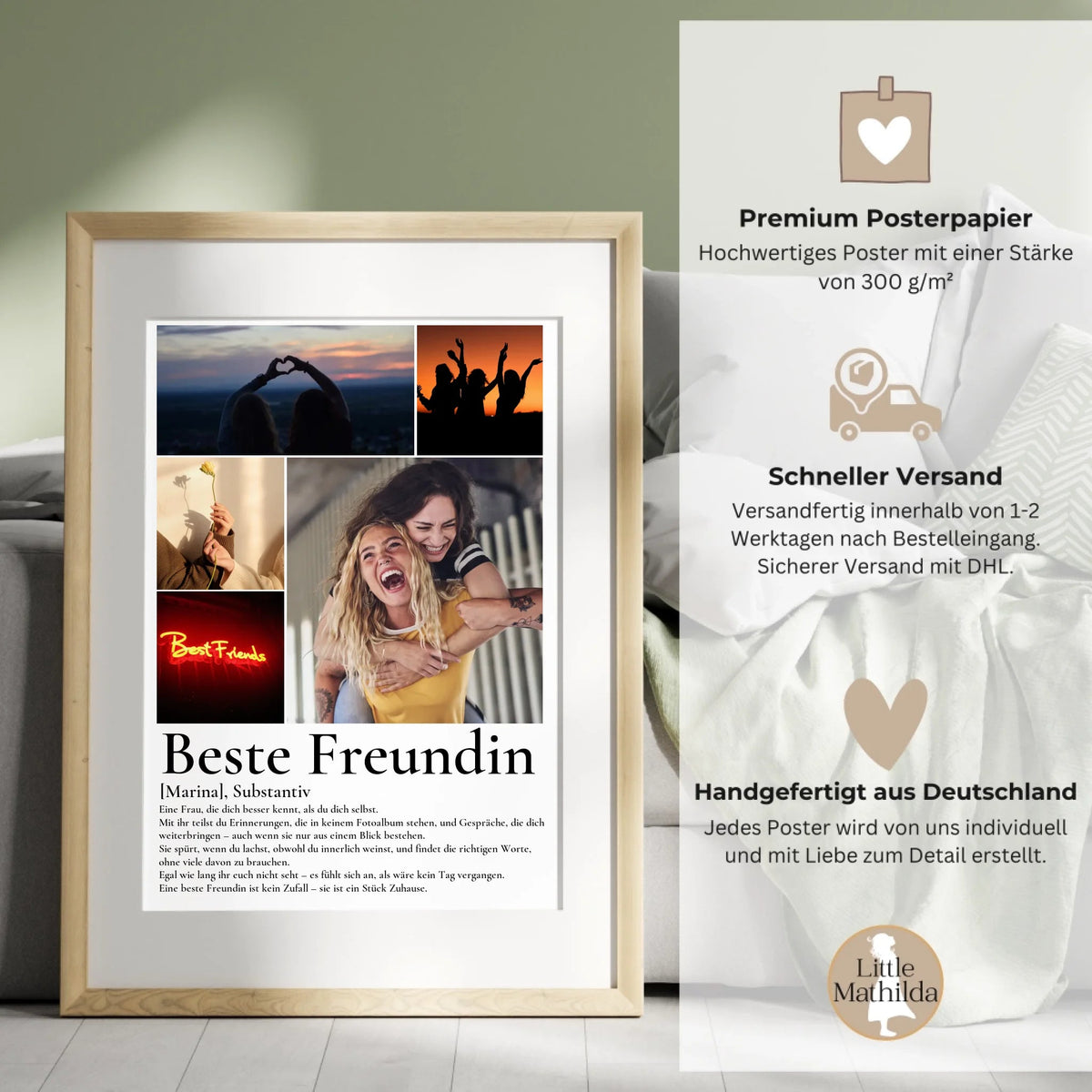 Beste Freundin Geschenk - personalisiertes Definitions Poster Beste Freundin Little Mathilda Little Mathilda Poster