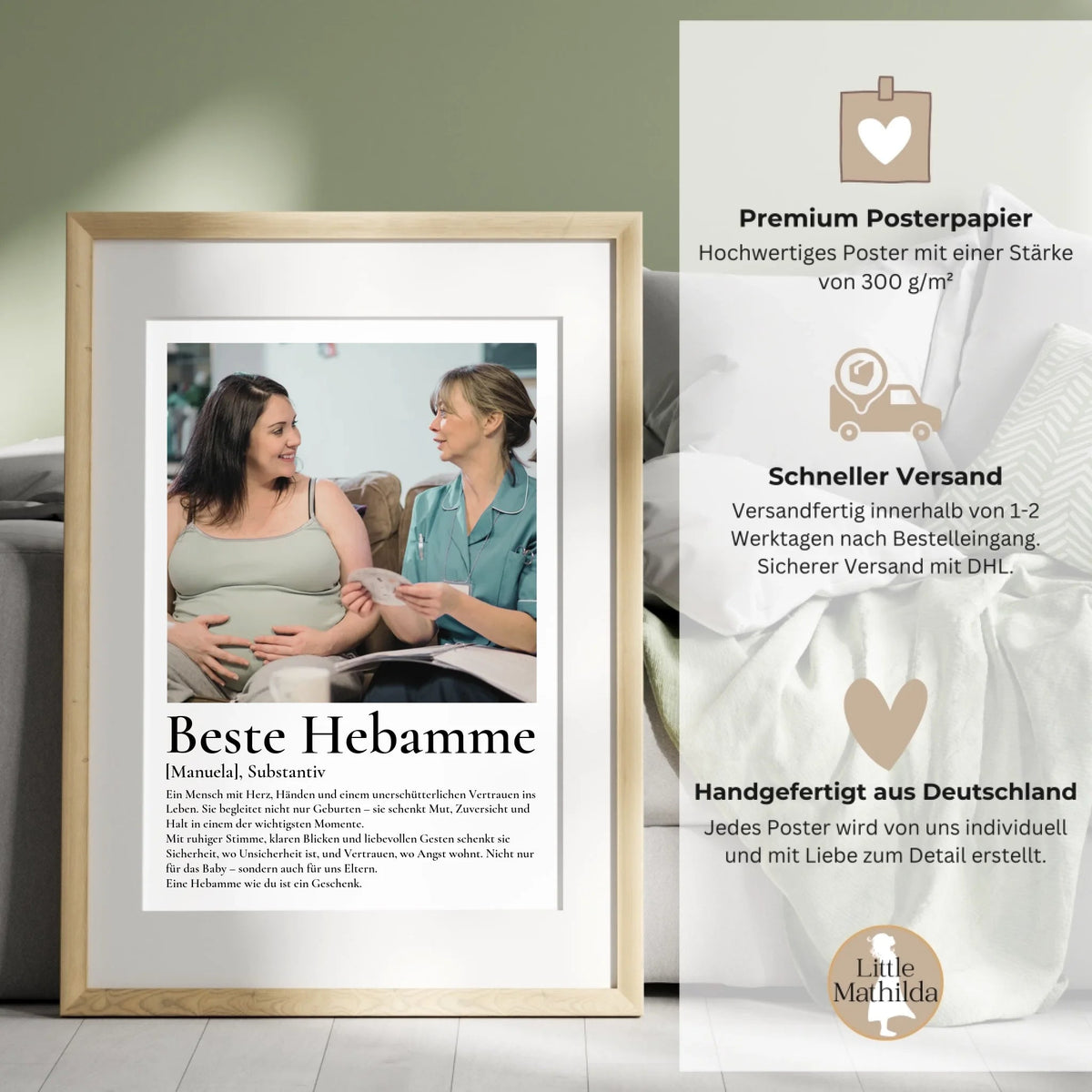 Geschenk Hebamme- personalisiertes Poster Beste Hebamme Little Mathilda Little Mathilda Poster