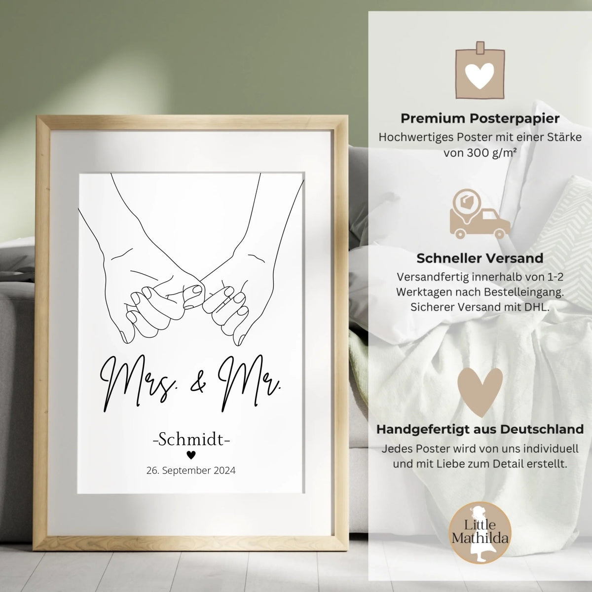 Hochzeitsposter: Mrs. & Mr. "haltende Hände" Little Mathilda Little Mathilda Poster