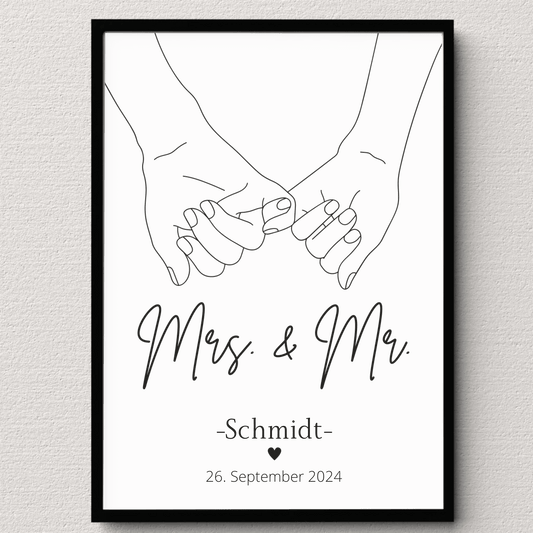 Hochzeitsposter: Mrs. & Mr. "haltende Hände" Little Mathilda Little Mathilda Poster
