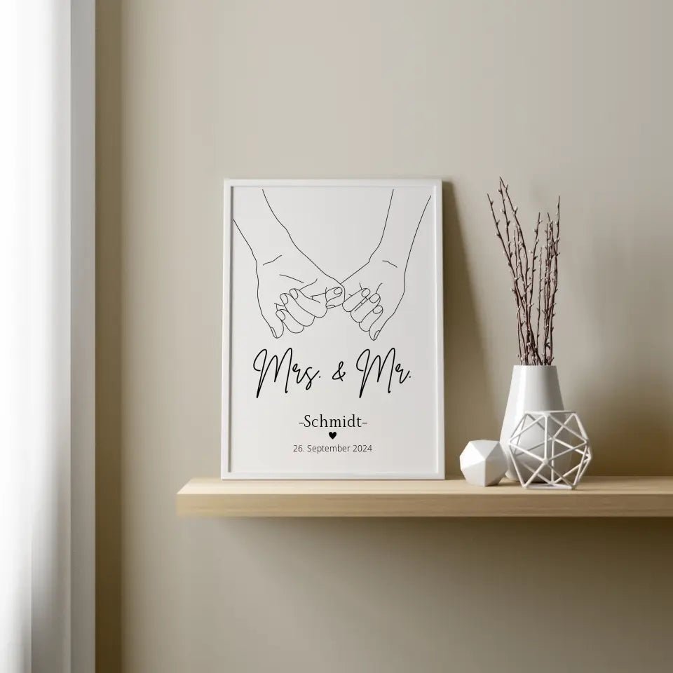 Hochzeitsposter: Mrs. & Mr. "haltende Hände" Little Mathilda Little Mathilda Poster