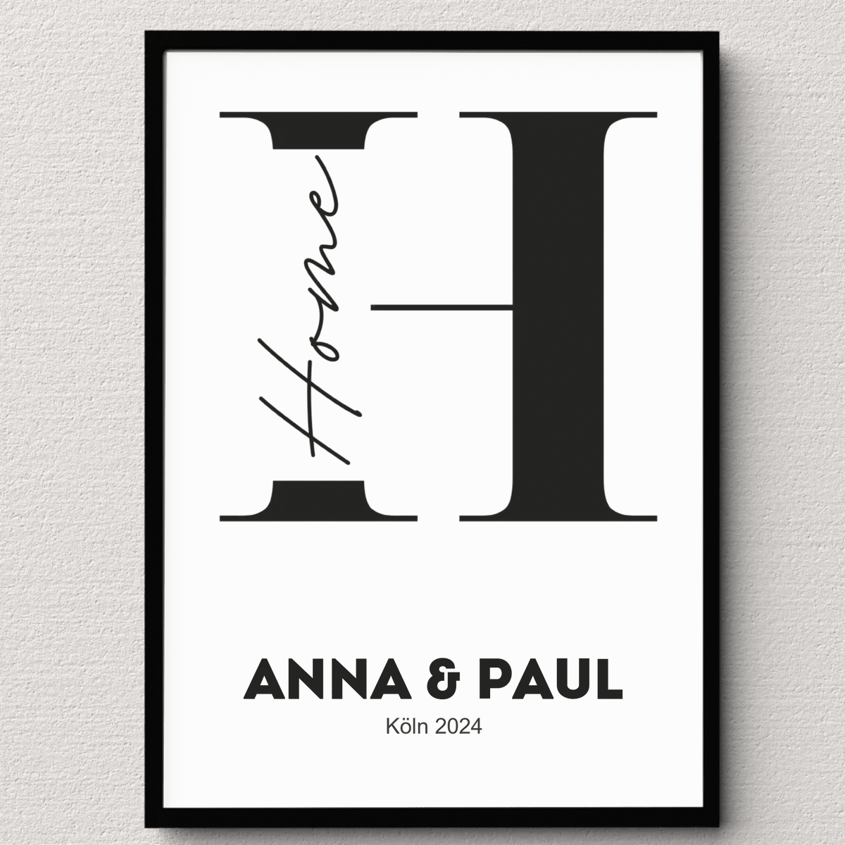 Minimalistisches Poster "HOME" in schwarz weiß mit Namen Little Mathilda Little Mathilda Poster