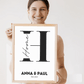 Minimalistisches Poster "HOME" in schwarz weiß mit Namen Little Mathilda Little Mathilda Poster