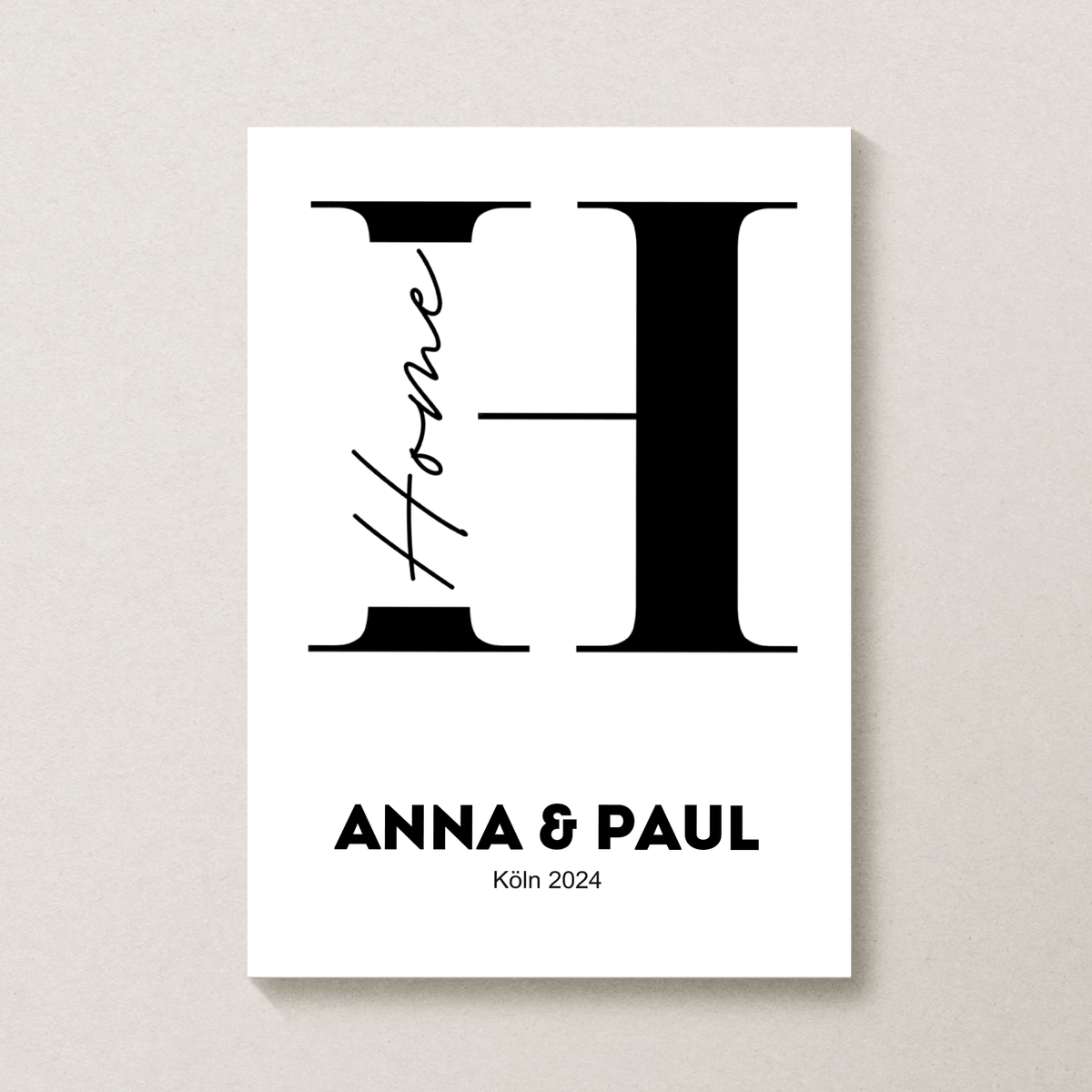 Minimalistisches Poster "HOME" in schwarz weiß mit Namen Little Mathilda Little Mathilda Poster