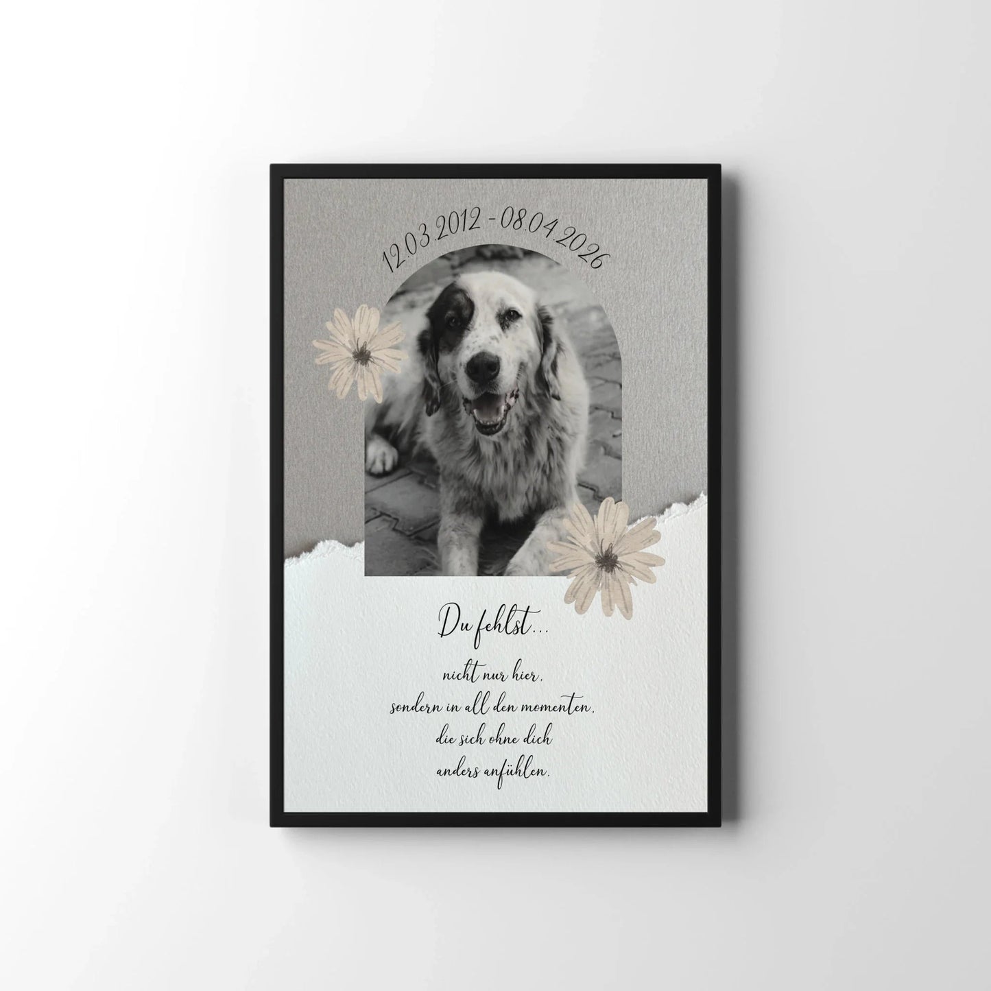 Personalisiertes Poster Hund als Erinnerung - Andenken an verstorbenen Hund mit Rahmen Little Mathilda Little Mathilda Poster mit Rahmen