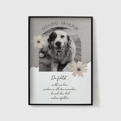 Personalisiertes Poster Hund als Erinnerung - Andenken an verstorbenen Hund mit Rahmen Little Mathilda Little Mathilda Poster mit Rahmen