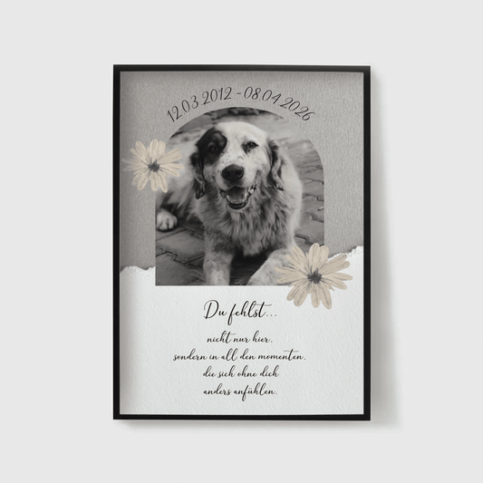Personalisiertes Poster Hund als Erinnerung - Andenken an verstorbenen Hund mit Rahmen Little Mathilda Little Mathilda Poster mit Rahmen