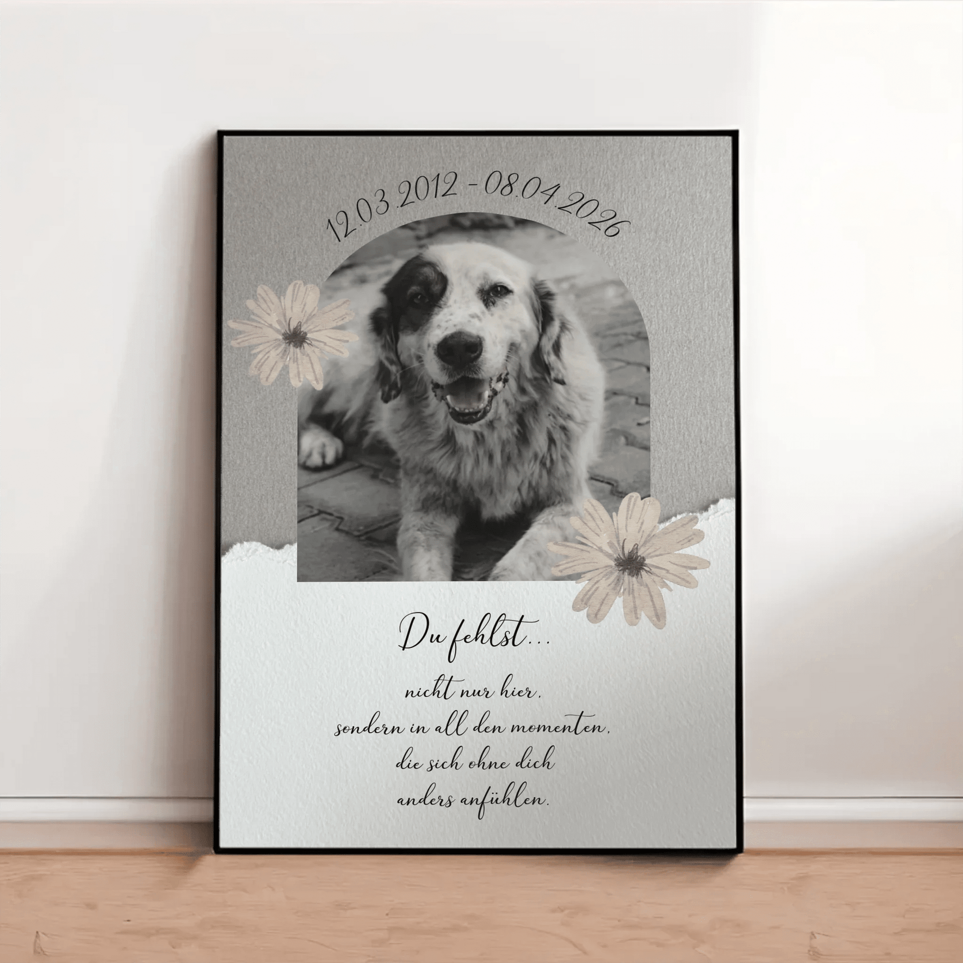 Personalisiertes Poster Hund als Erinnerung - Andenken an verstorbenen Hund mit Rahmen Little Mathilda Little Mathilda Poster mit Rahmen