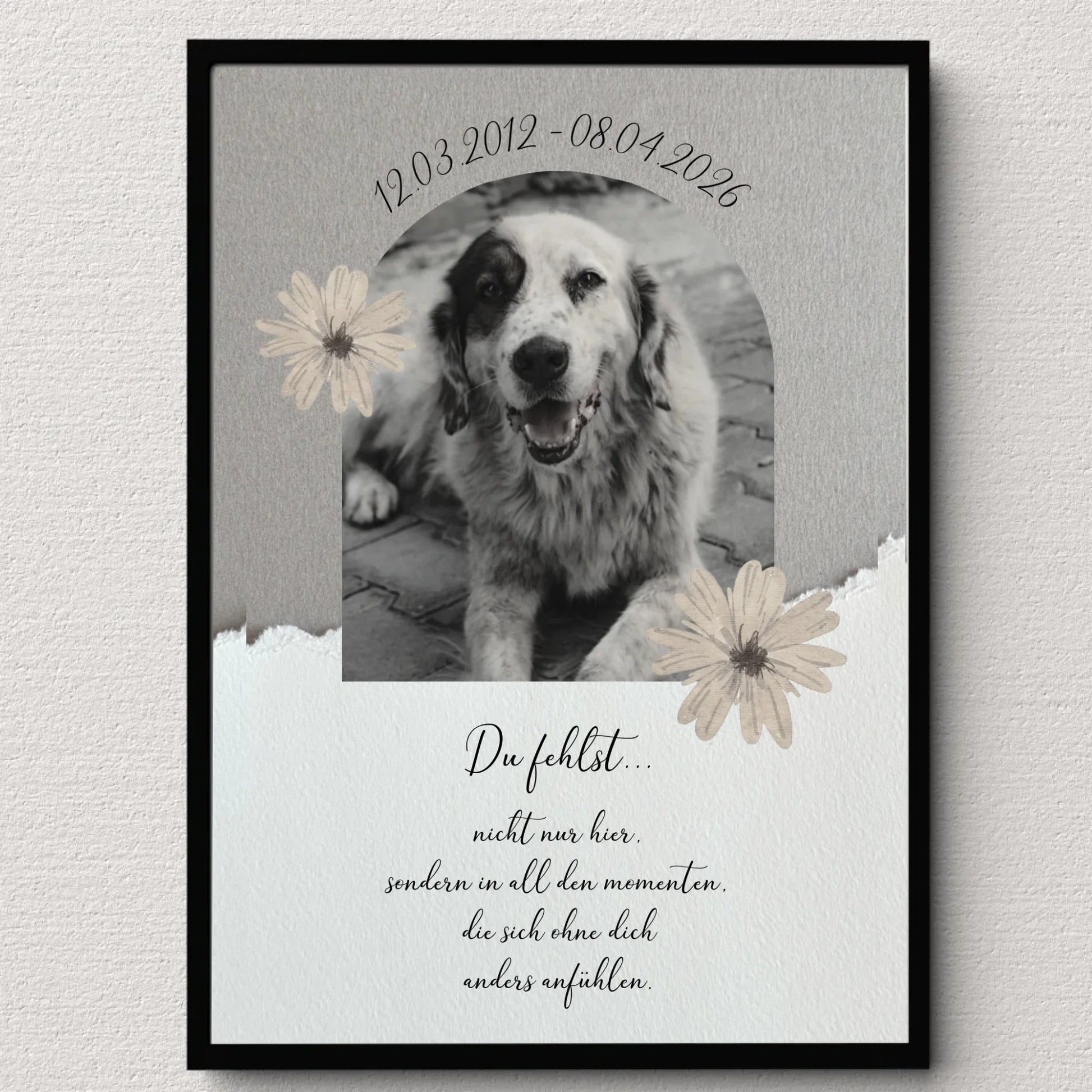 Personalisiertes Poster Hund als Erinnerung - Andenken an verstorbenen Hund mit Rahmen Little Mathilda Little Mathilda Poster mit Rahmen