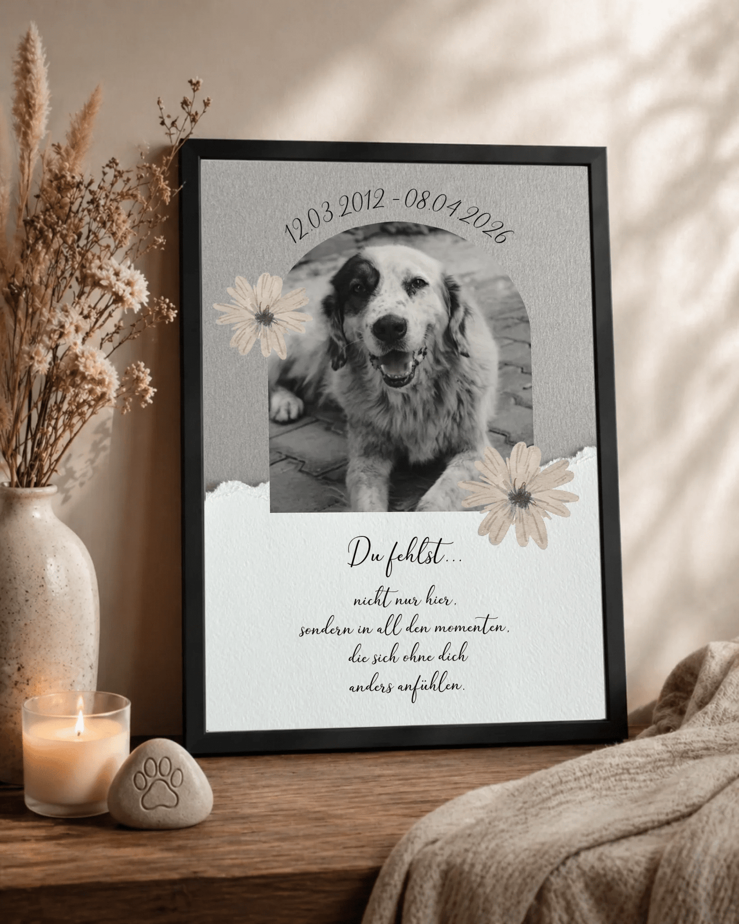 Personalisiertes Poster Hund als Erinnerung - Andenken an verstorbenen Hund mit Rahmen Little Mathilda Little Mathilda Poster mit Rahmen