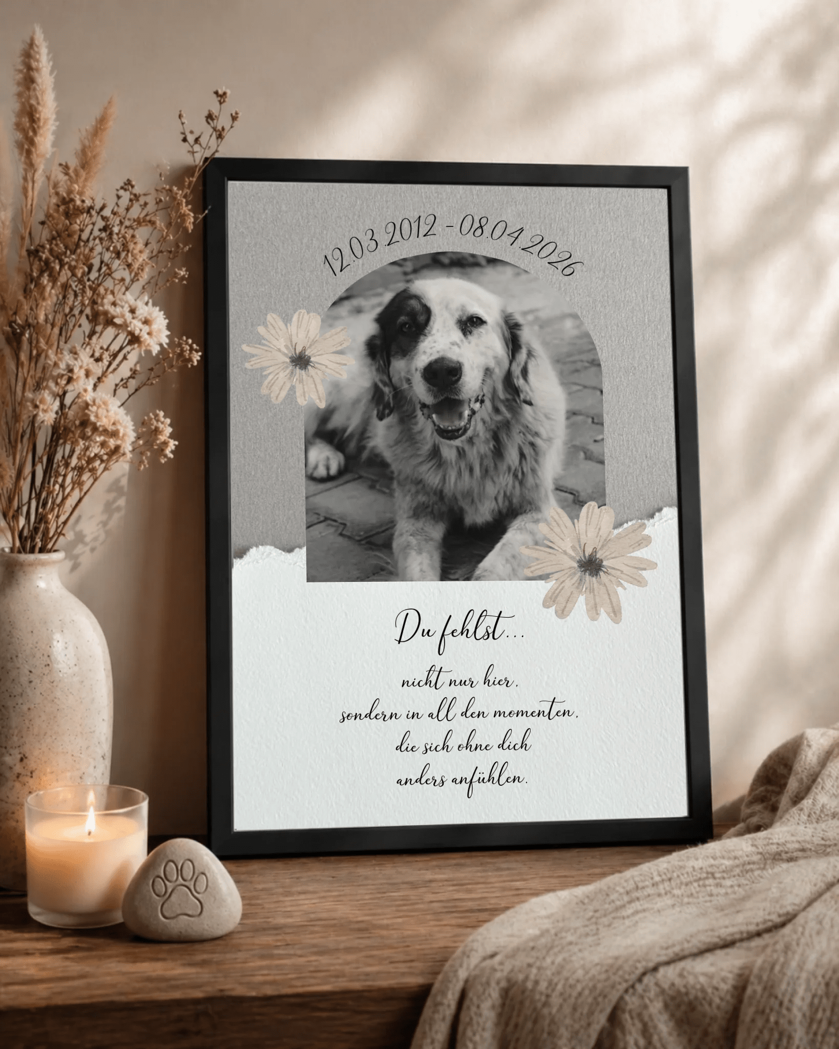 Personalisiertes Poster Hund als Erinnerung - Andenken an verstorbenen Hund mit Rahmen Little Mathilda Little Mathilda Poster mit Rahmen